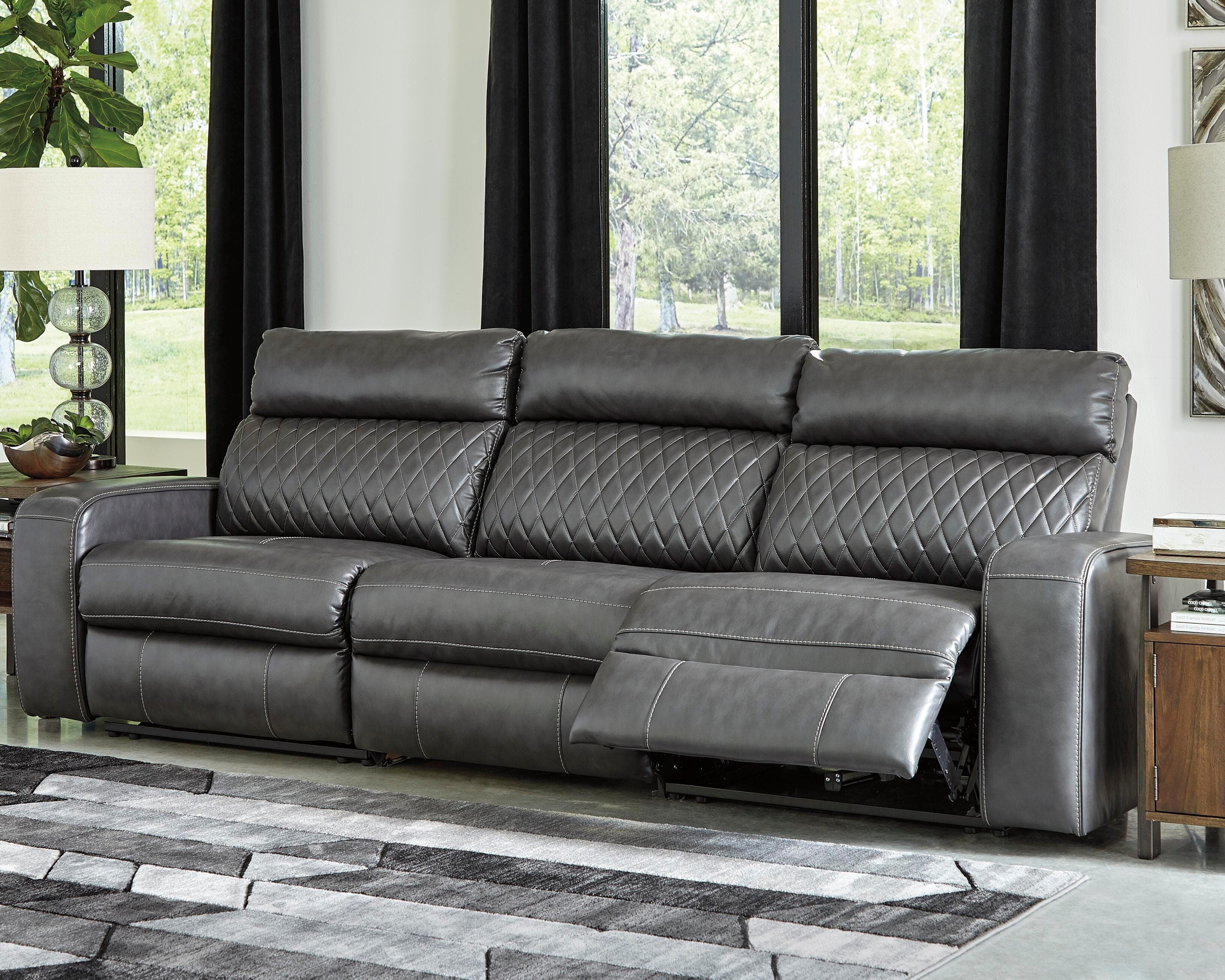 Samperstone 3-Piece Power Reclining Sectional Sofa — Black/Gray — view 2