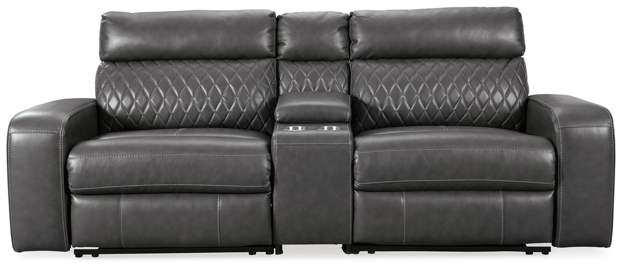 Samperstone 3-Piece Power Reclining Sectional Loveseat — Black/Gray — view 3