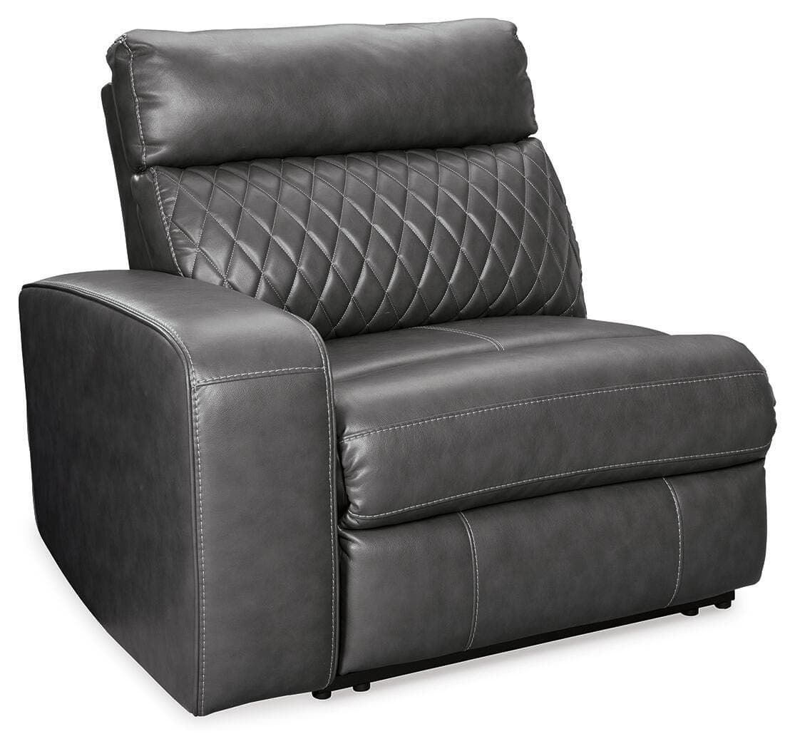 Samperstone 2-Piece Power Reclining Sectional Loveseat — Black/Gray — view 2