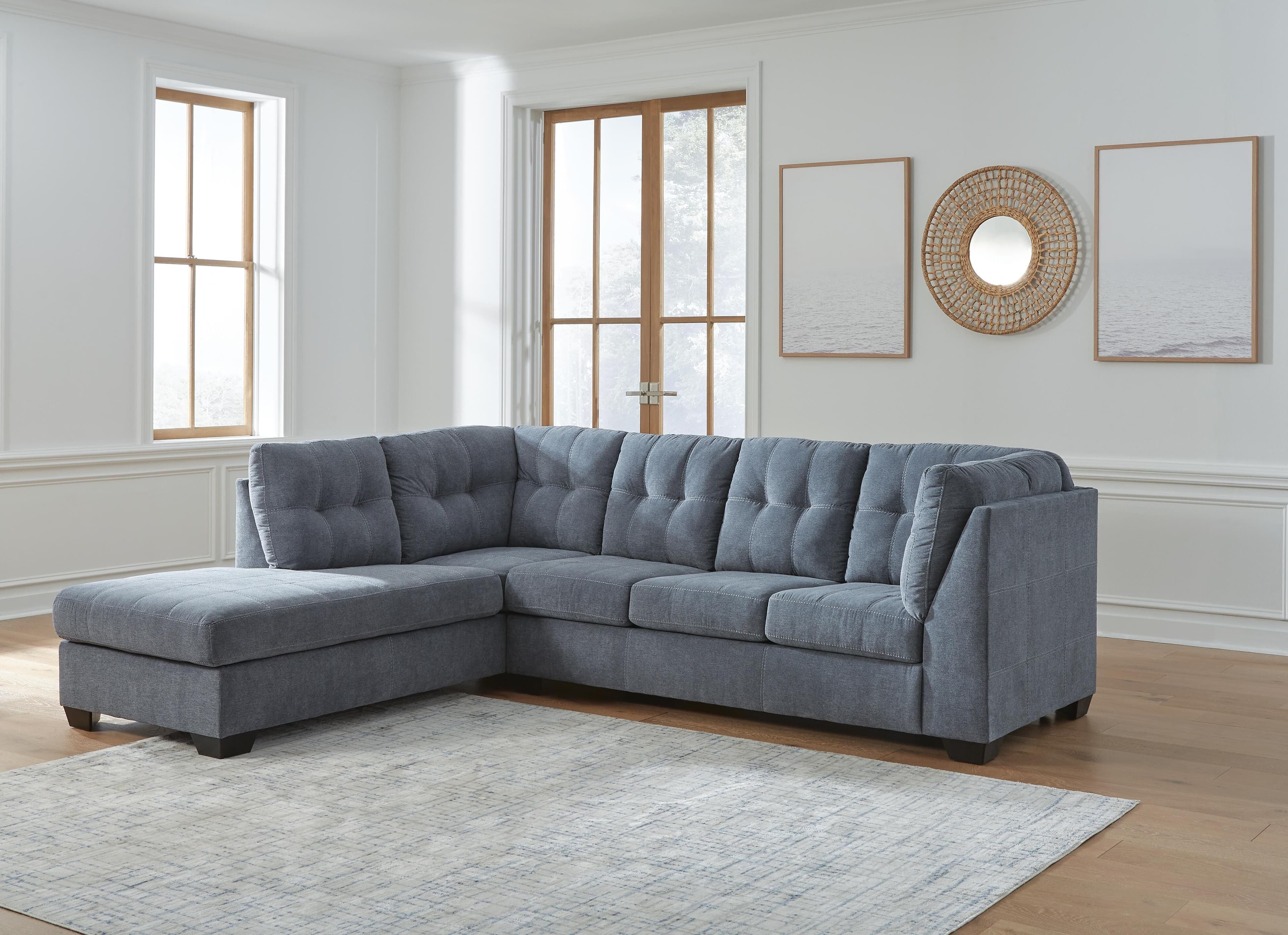 Marleton 2-Piece Sectional with Chaise — Blue — view 2