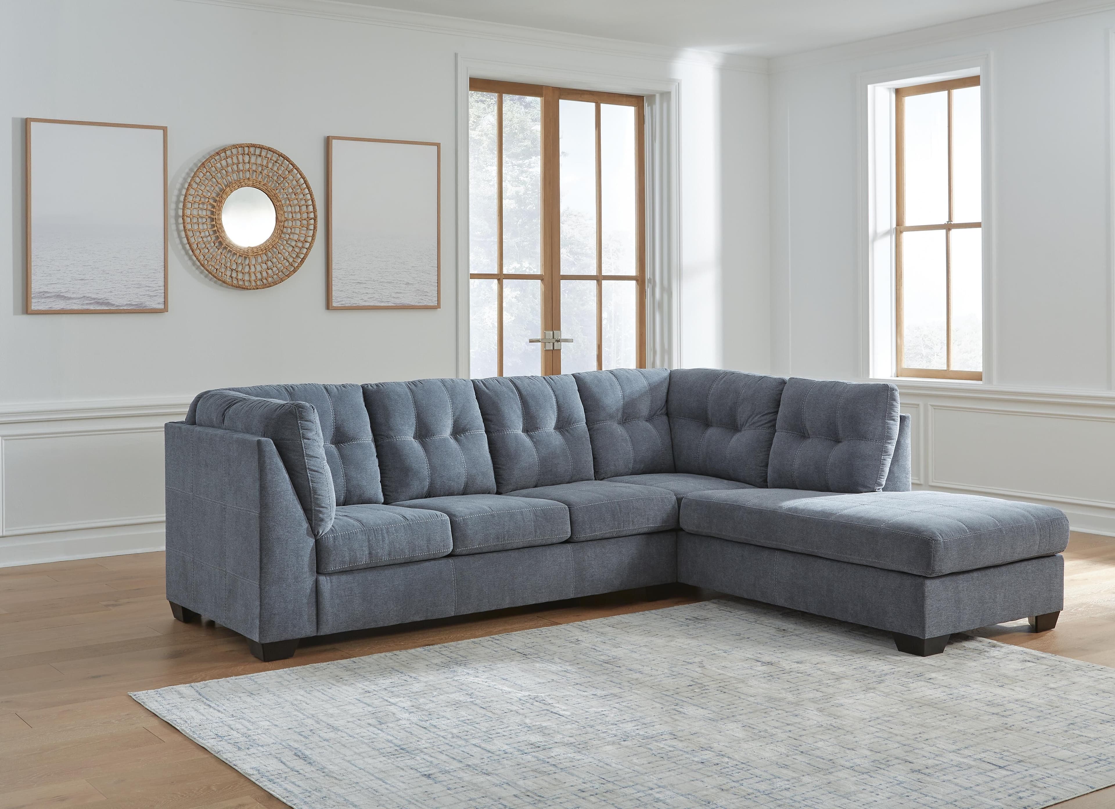 Marleton 2-Piece Sectional with Chaise — Blue — view 2