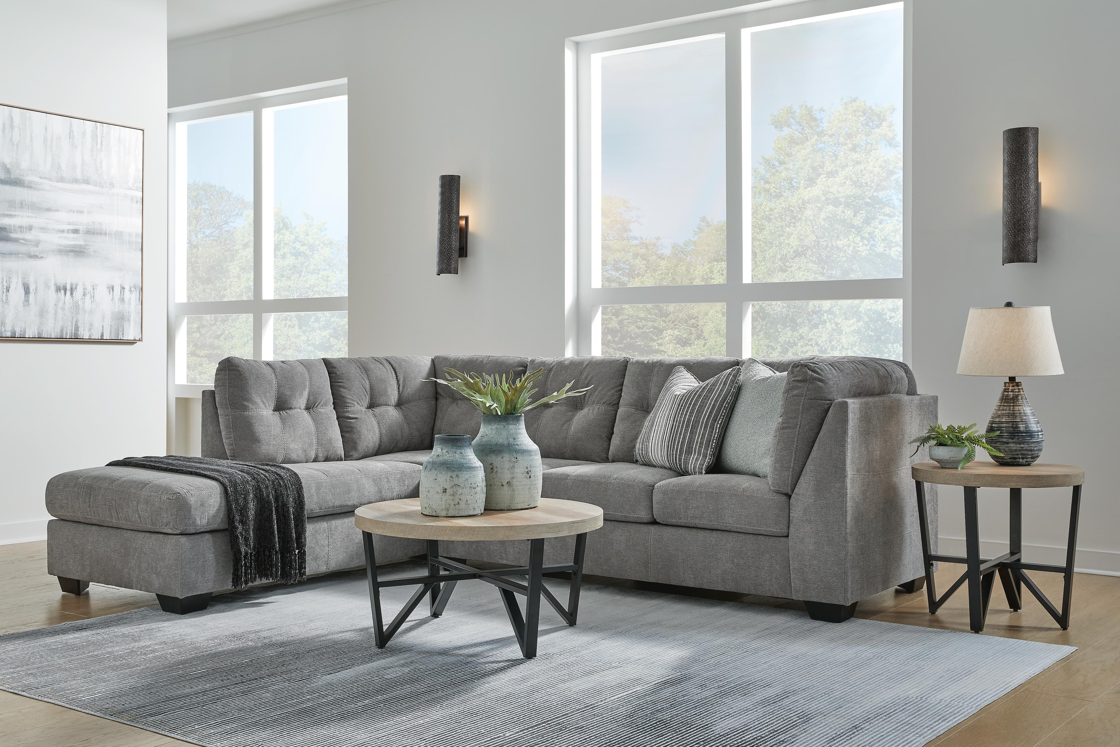 Marleton 2-Piece Sectional with Chaise — Black/Gray — view 4