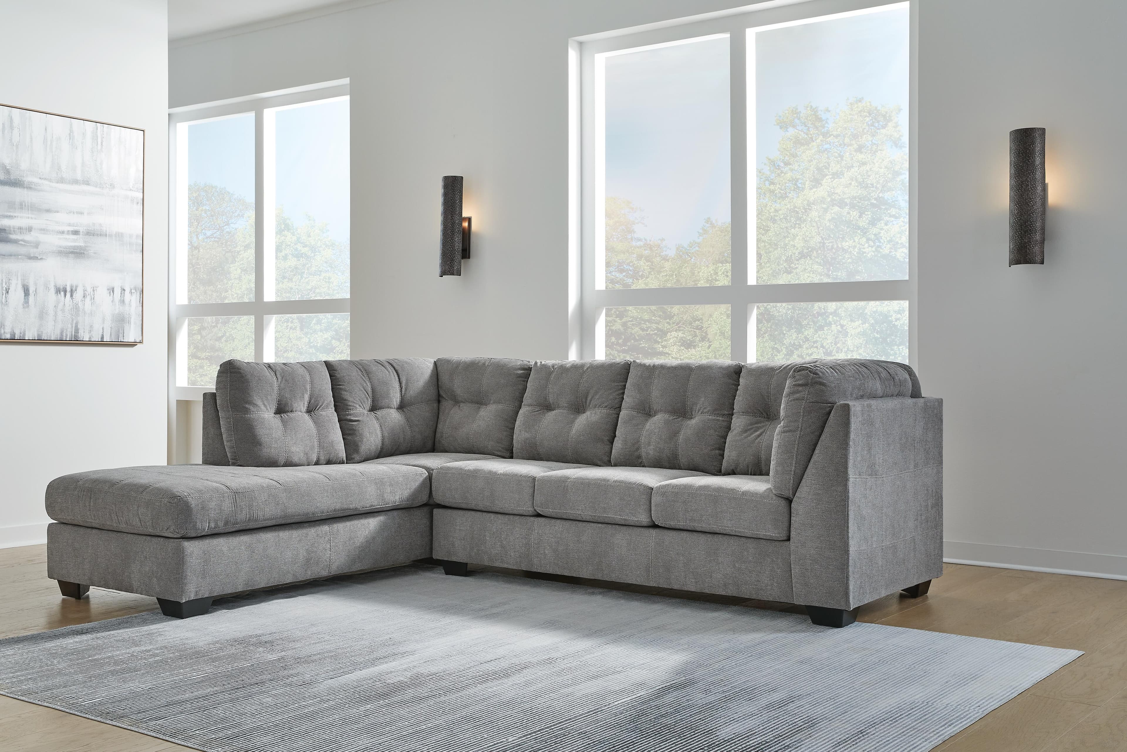 Marleton 2-Piece Sectional with Chaise — Black/Gray — view 2