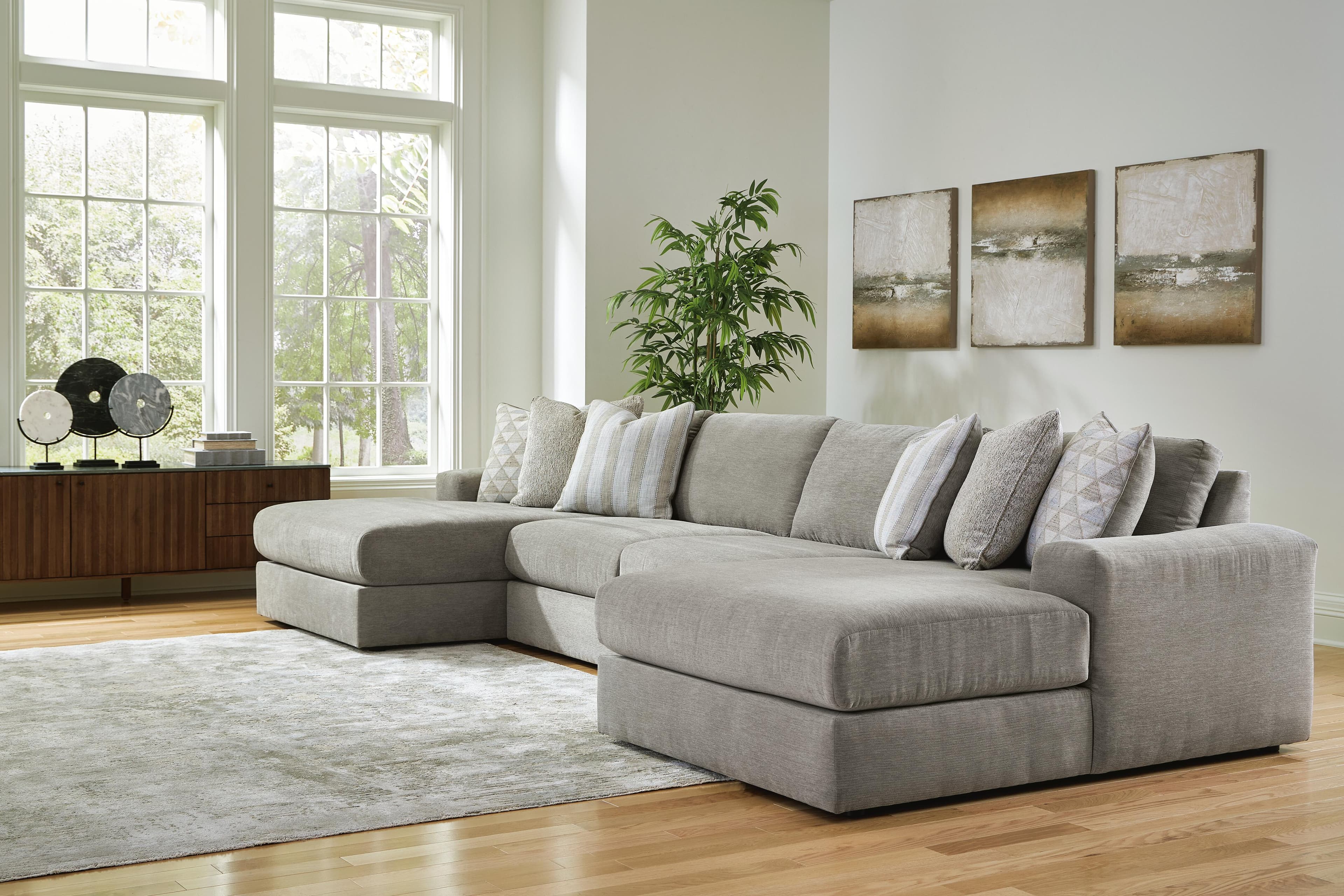 Avaliyah 4-Piece Double Chaise Sectional — Black/Gray — view 2