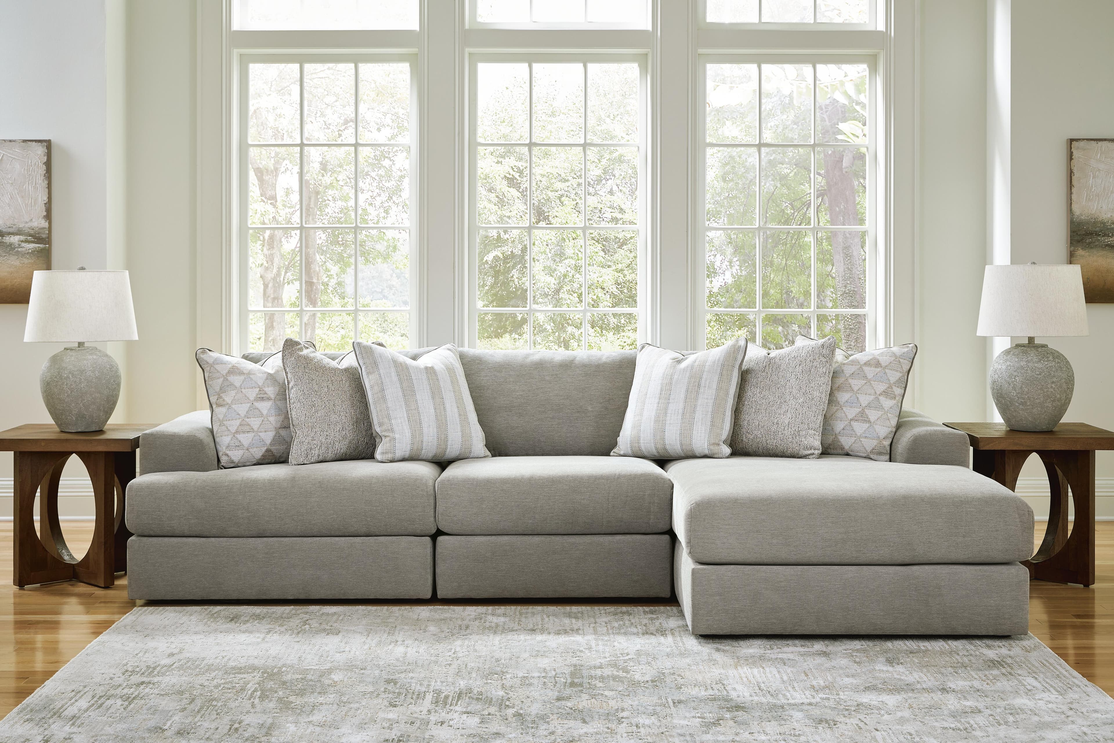 Avaliyah 3-Piece Sectional with Chaise — Black/Gray — view 2