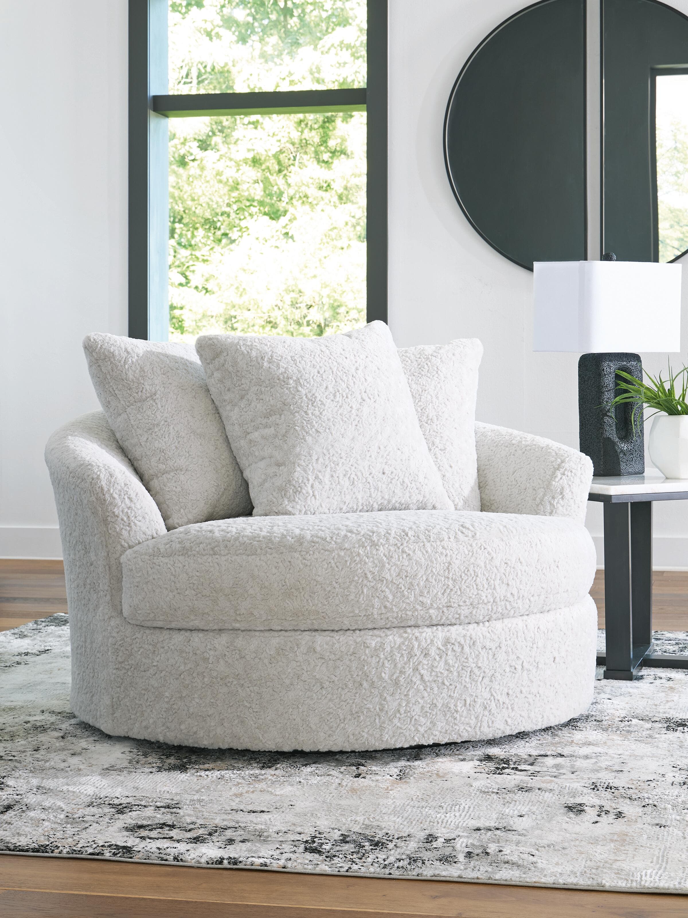 Snodoodle Oversized Swivel Accent Chair — White — view 2