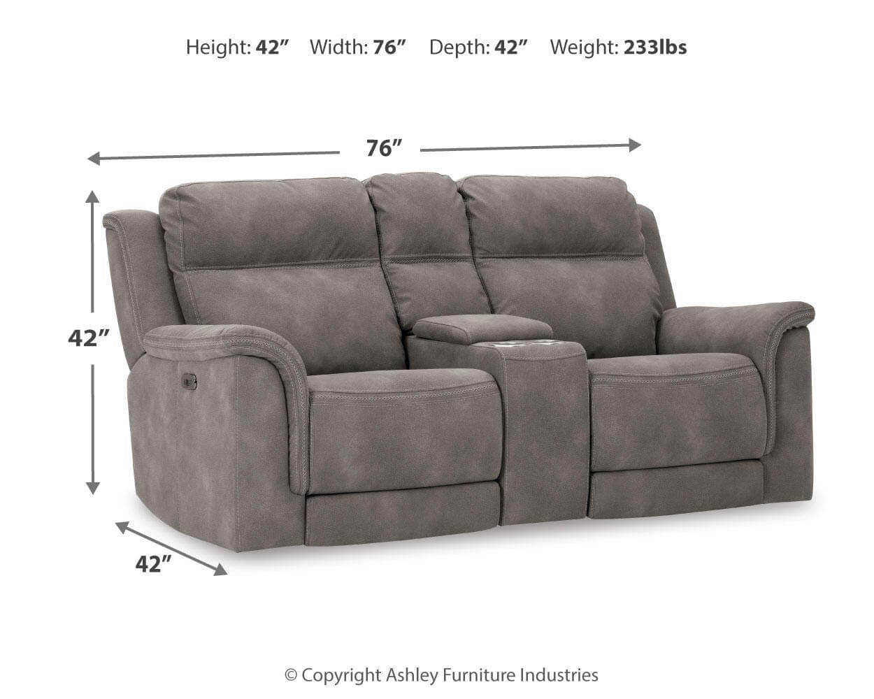 Next-Gen Durapella Power Reclining Loveseat with Console — Black/Gray — view 4