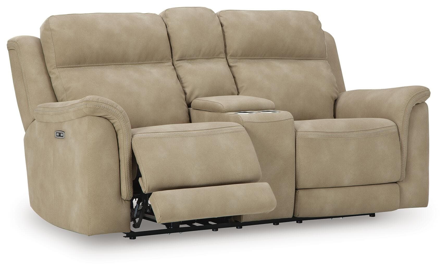 Next-Gen Durapella Power Reclining Loveseat with Console — Brown/Beige — view 3