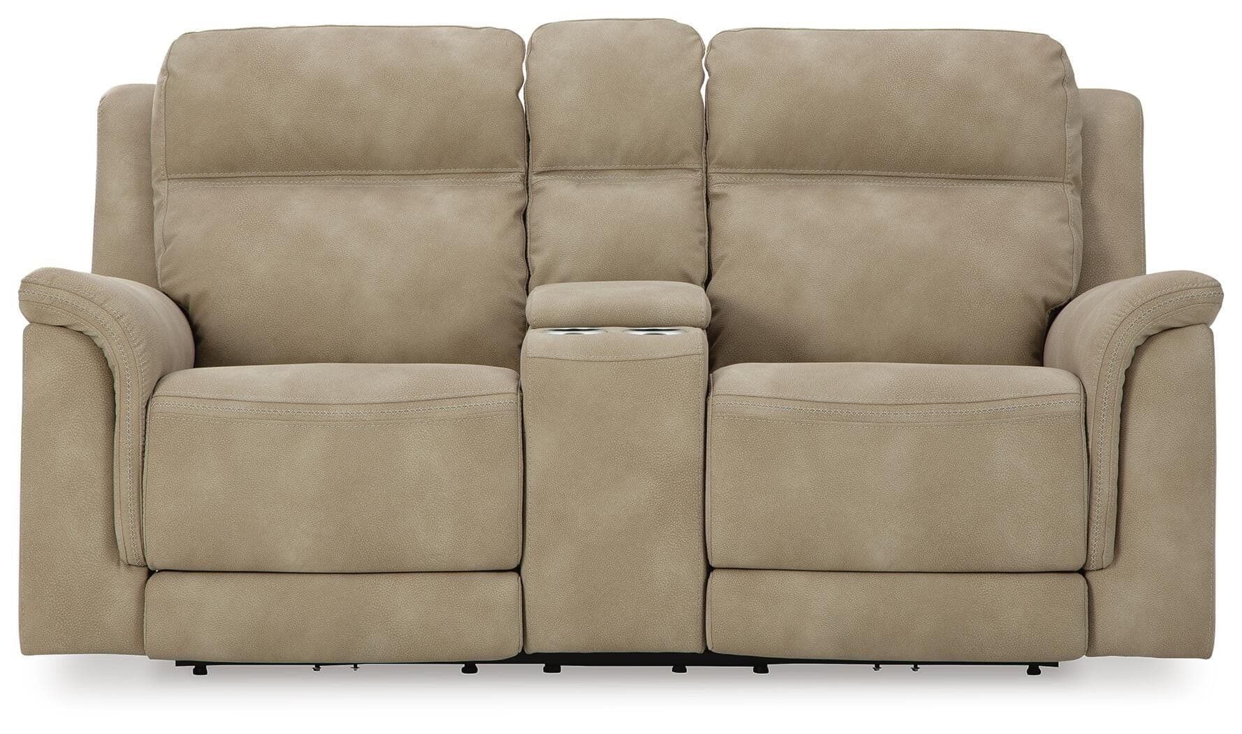Next-Gen Durapella Power Reclining Loveseat with Console — Brown/Beige — view 5