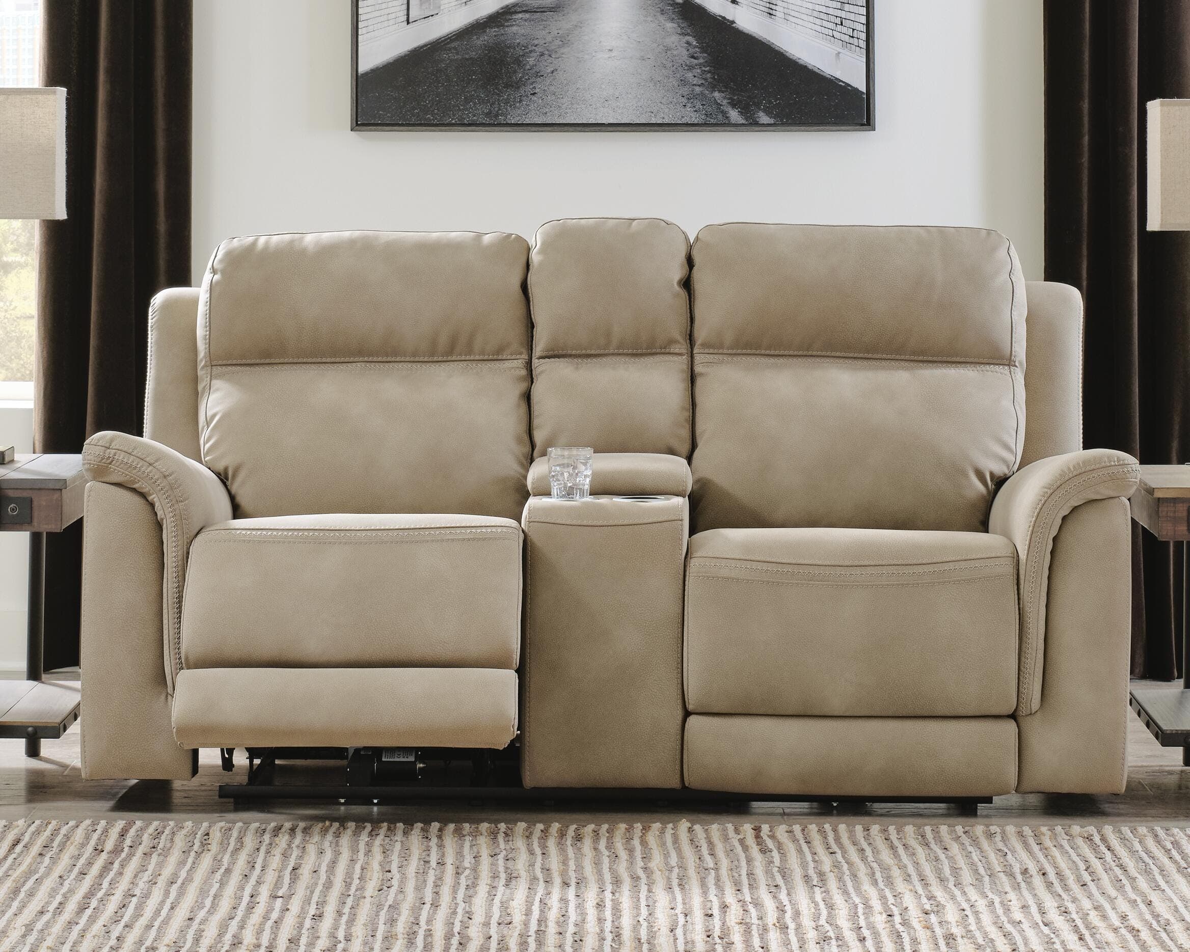 Next-Gen Durapella Power Reclining Loveseat with Console — Brown/Beige — view 2