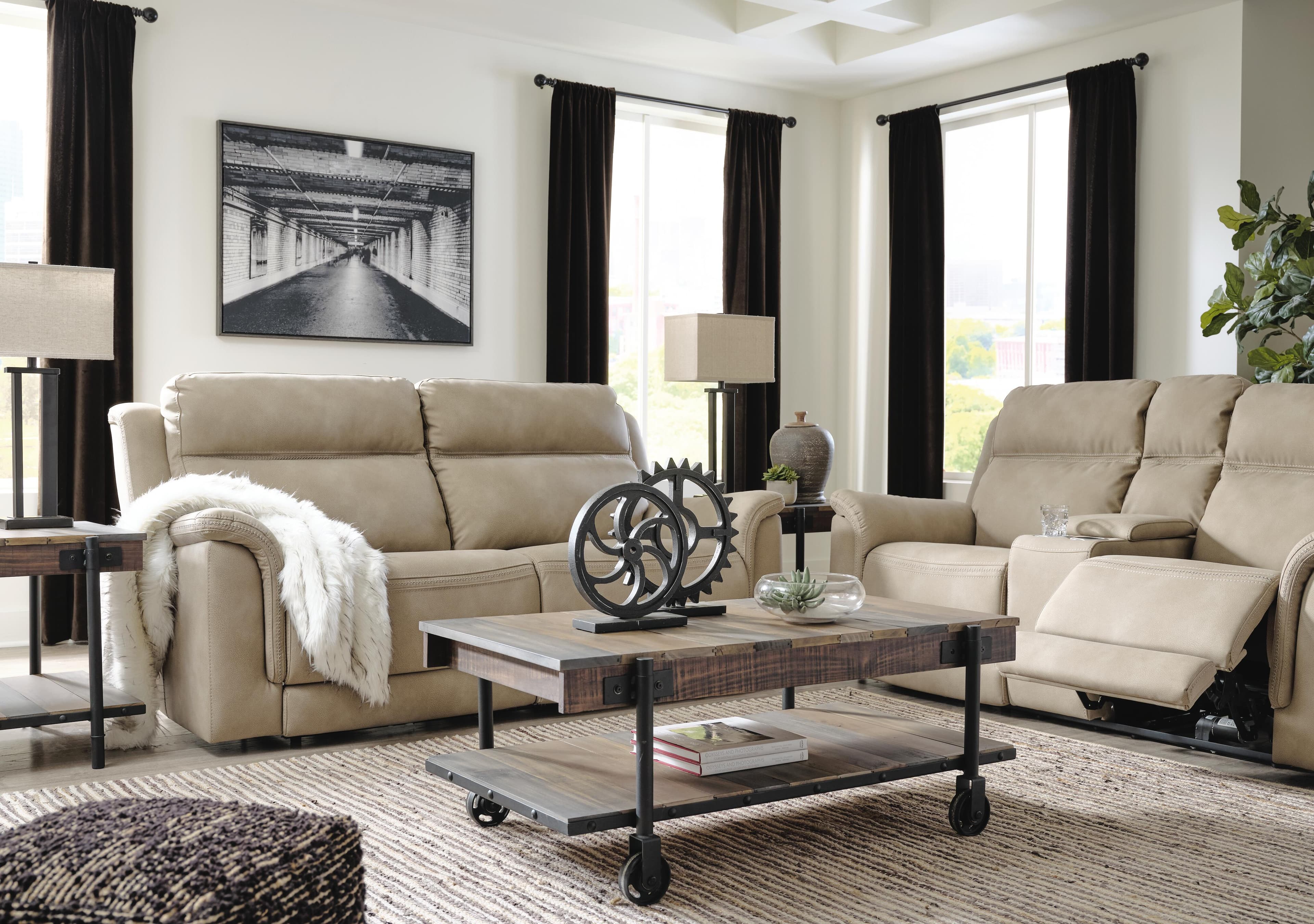 Next-Gen Durapella Power Reclining Sofa — Brown/Beige — view 6