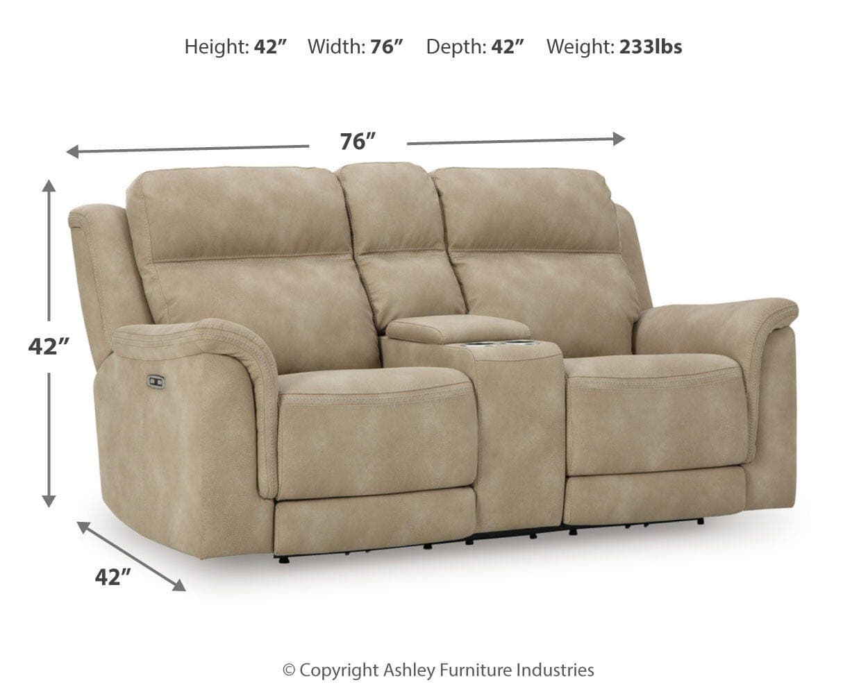 Next-Gen Durapella Power Reclining Loveseat with Console — Brown/Beige — view 4