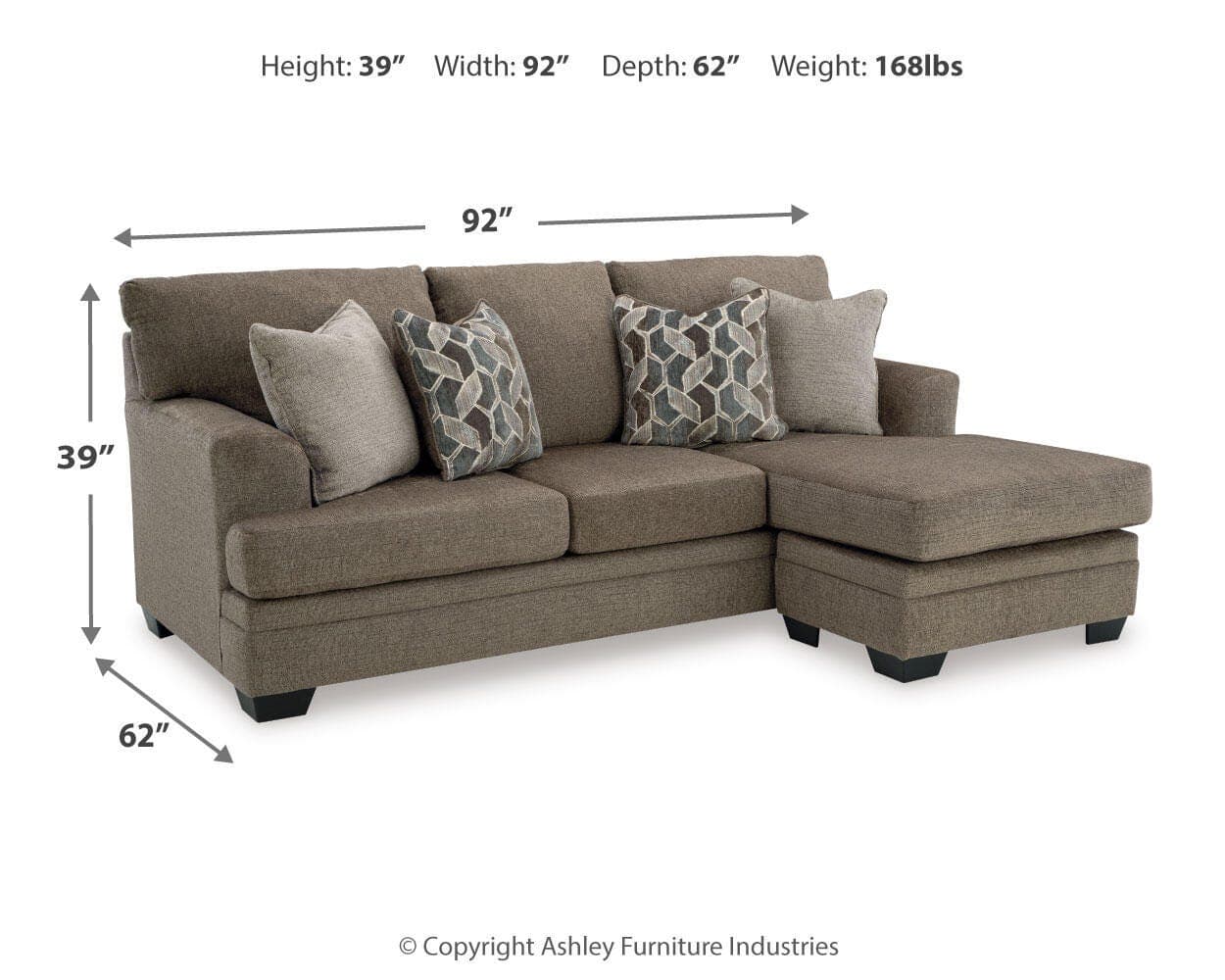 Stonemeade Sofa Chaise — Brown/Beige — view 4