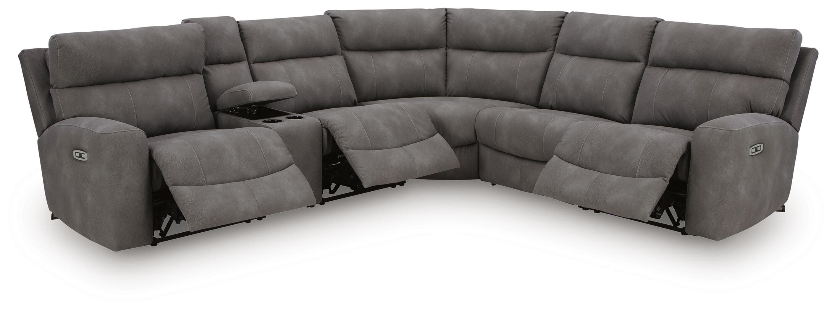 Next-Gen Durapella 6-Piece Power Reclining Sectional — Black/Gray — view 3