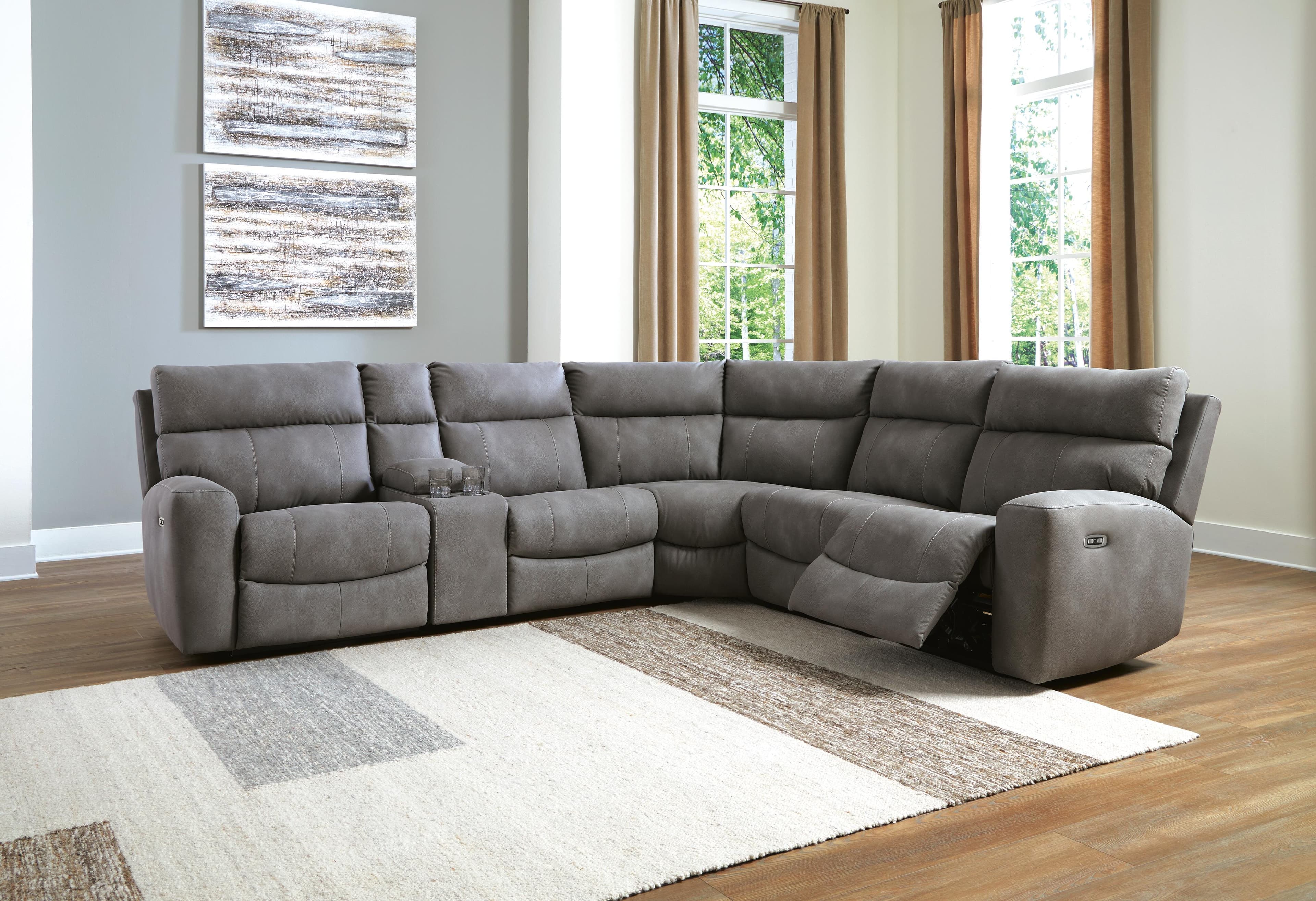 Next-Gen Durapella 6-Piece Power Reclining Sectional — Black/Gray — view 2