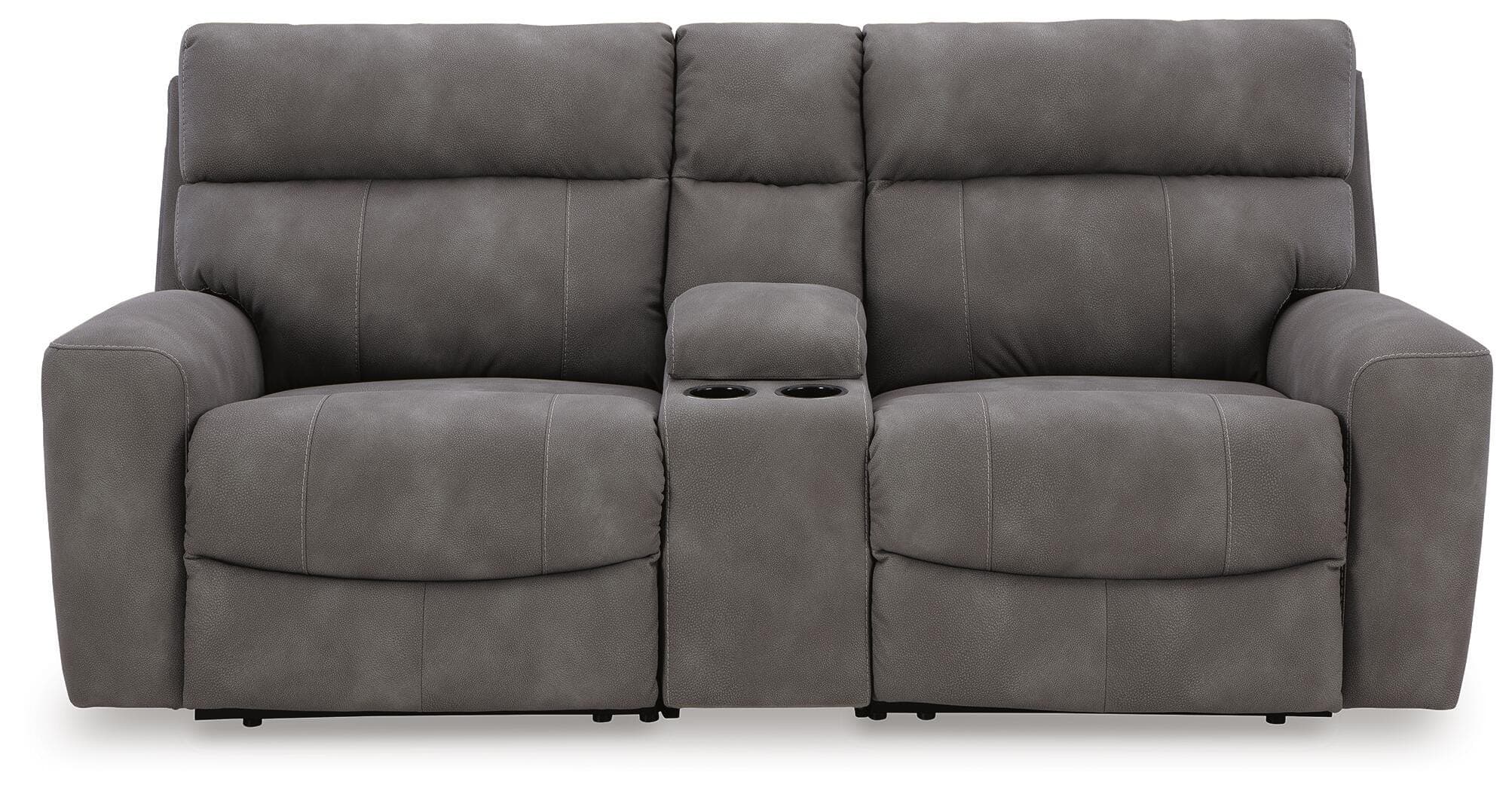 Next-Gen Durapella 3-Piece Power Reclining Sectional Loveseat with Console — Black/Gray — view 3