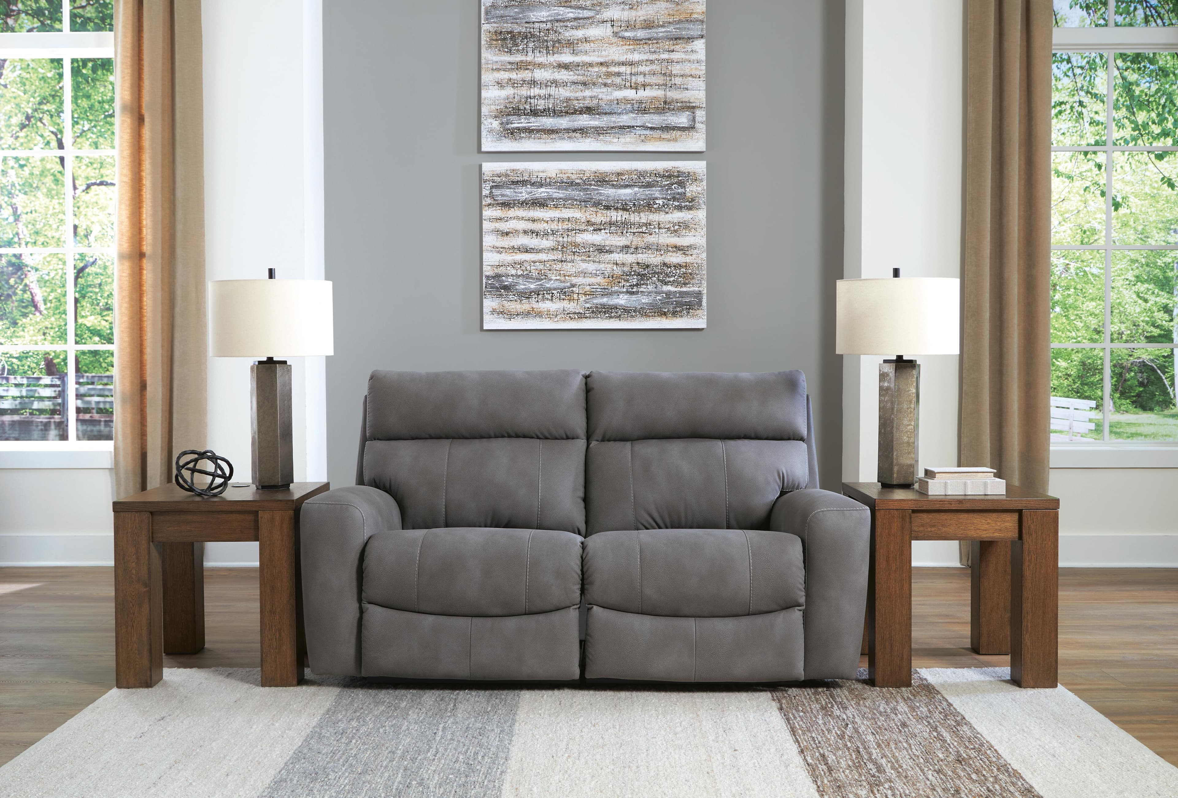 Next-Gen Durapella 2-Piece Power Reclining Sectional Loveseat — Black/Gray — view 2