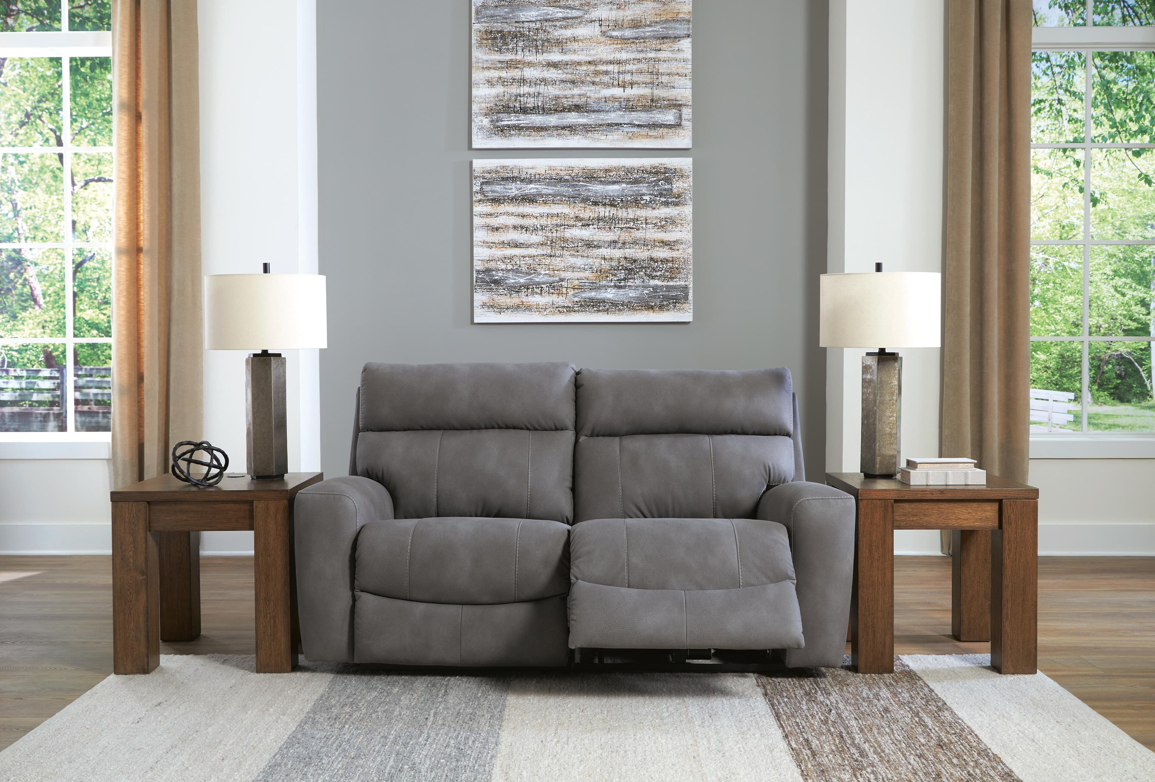 Next-Gen Durapella 2-Piece Power Reclining Sectional Loveseat — Black/Gray — view 3