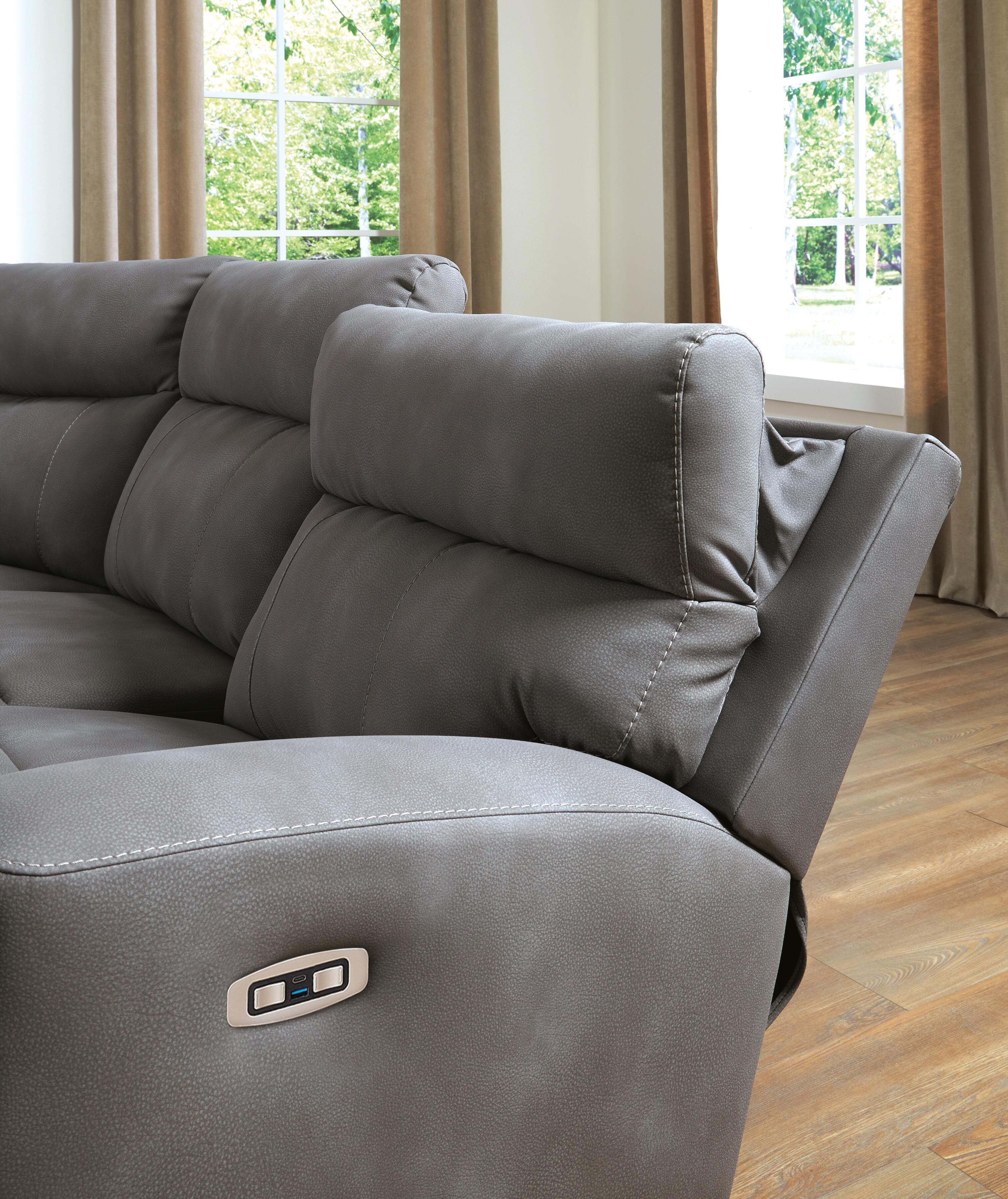 Next-Gen Durapella 3-Piece Power Reclining Sectional Sofa — Black/Gray — view 5