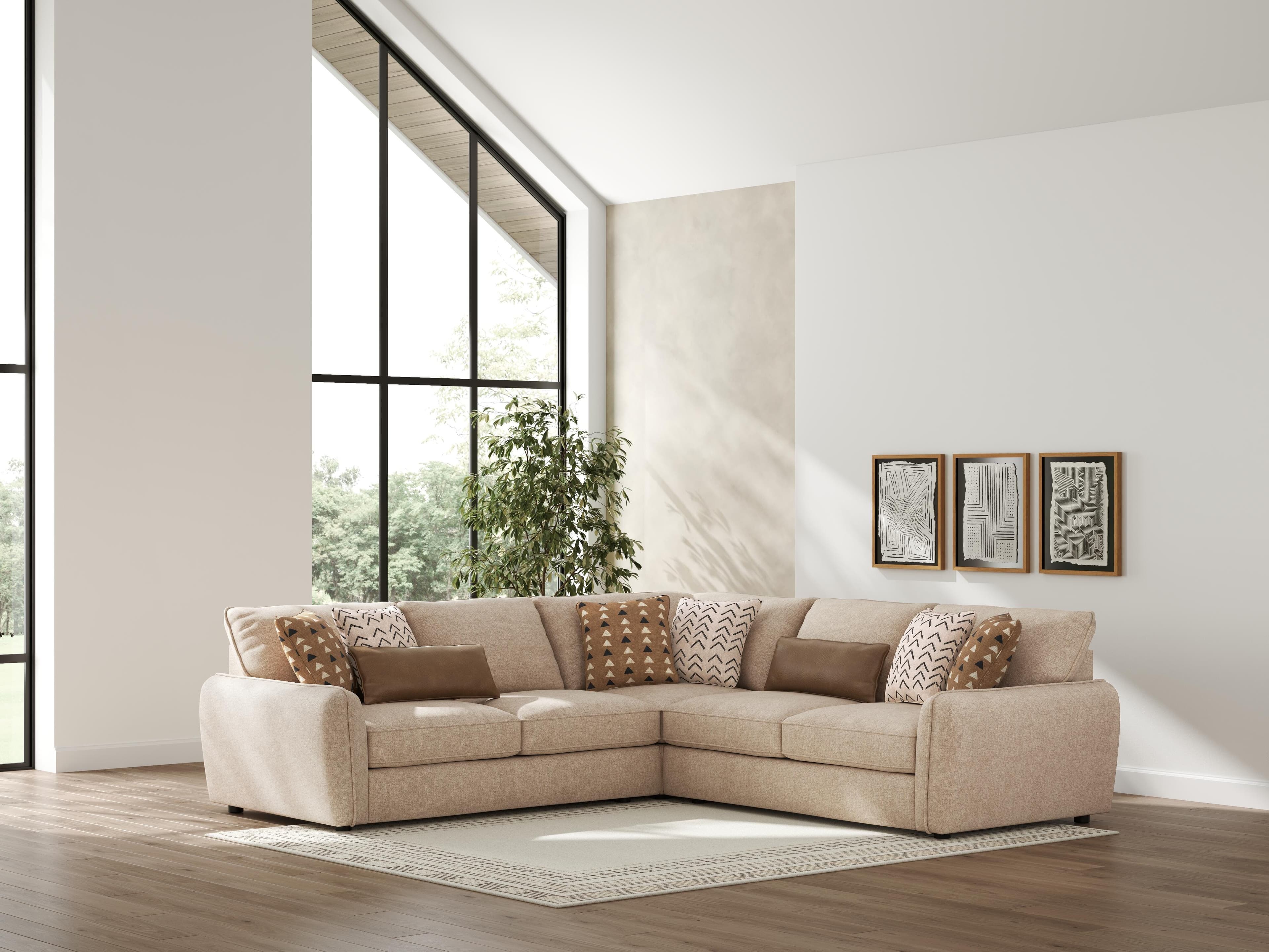 Seyler 3-Piece Sectional — Brown/Beige — view 2