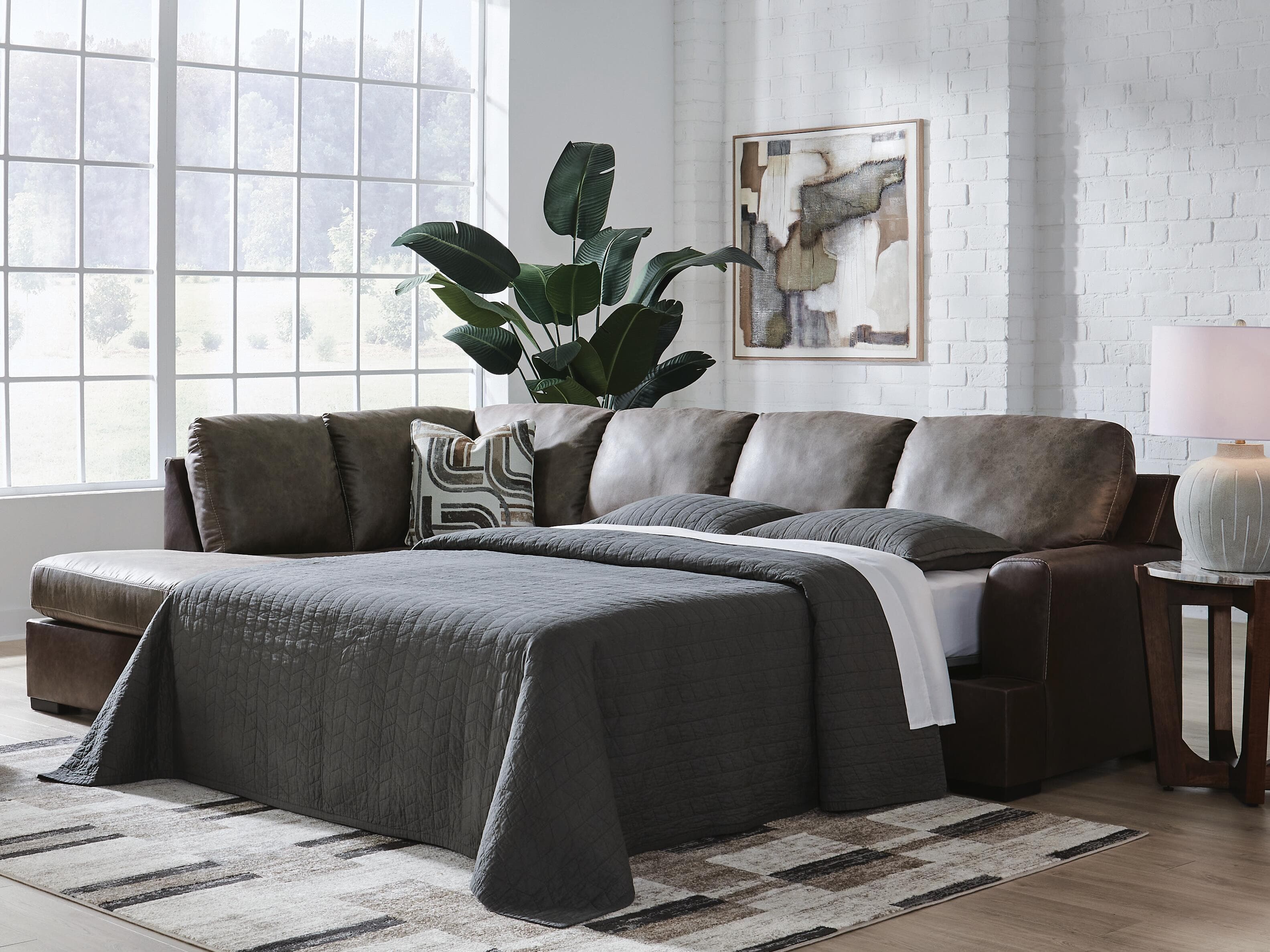 Baltic-Park 2-Piece Sleeper Sectional with Chaise — Fossil — view 2