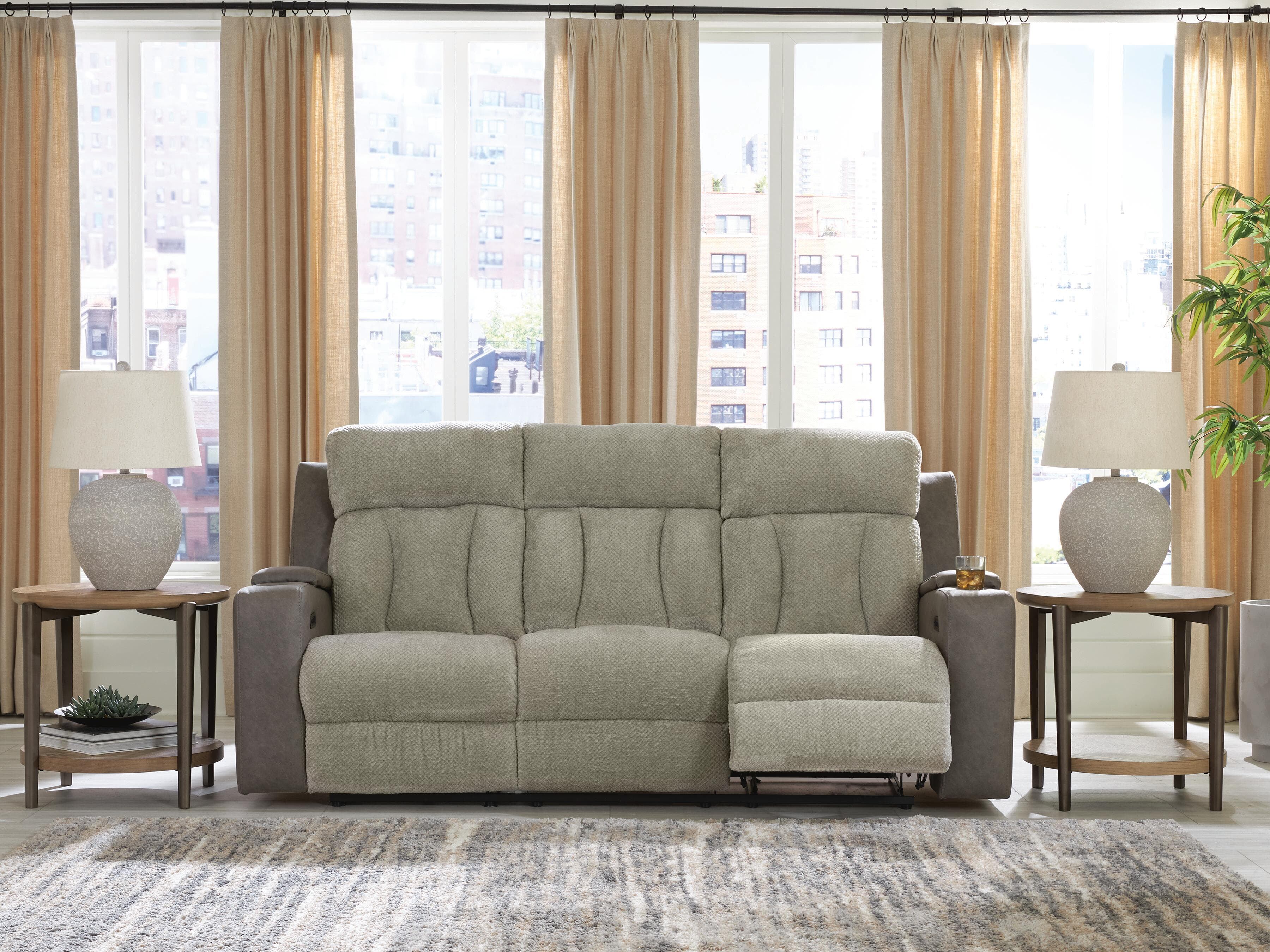 Stately Check Power Reclining Sofa — Black/Gray — view 2