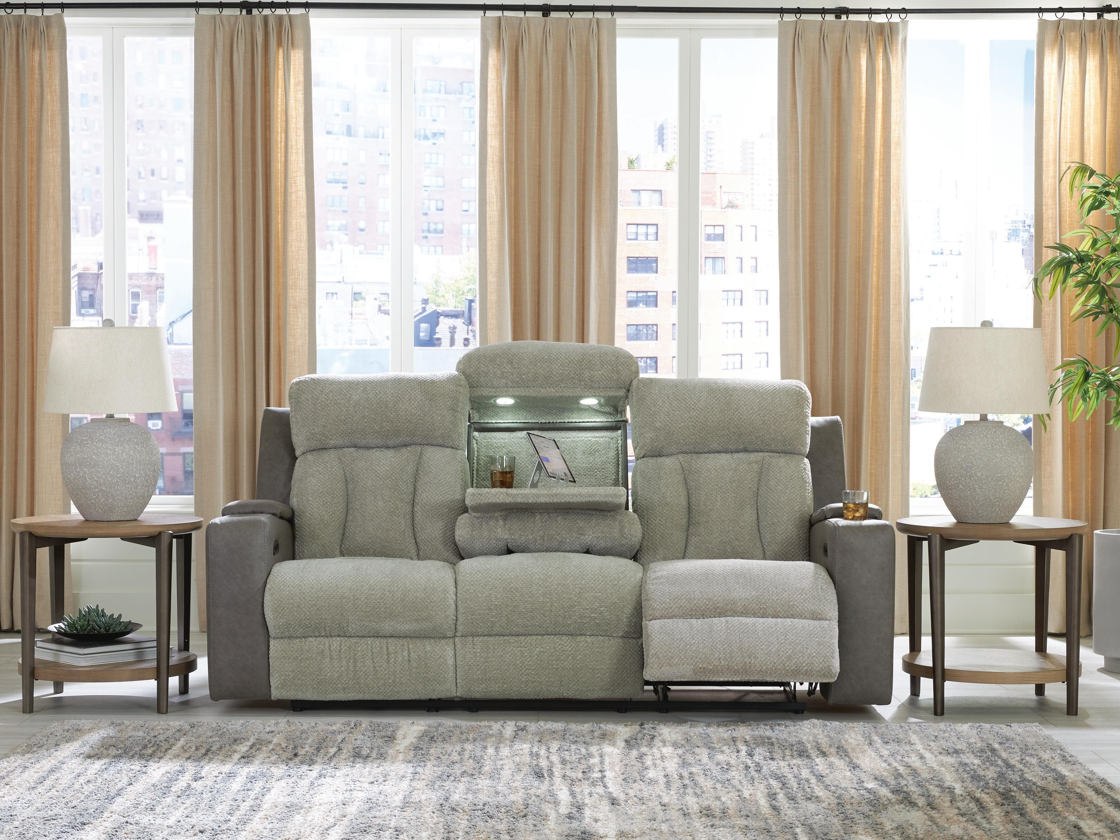 Stately Check Power Reclining Sofa — Black/Gray — view 6