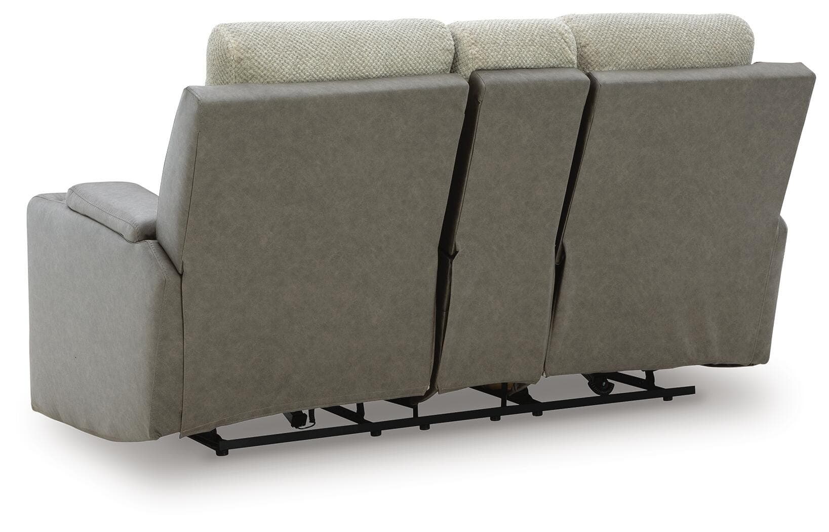 Stately Check Power Reclining Loveseat with Console — Black/Gray — view 5
