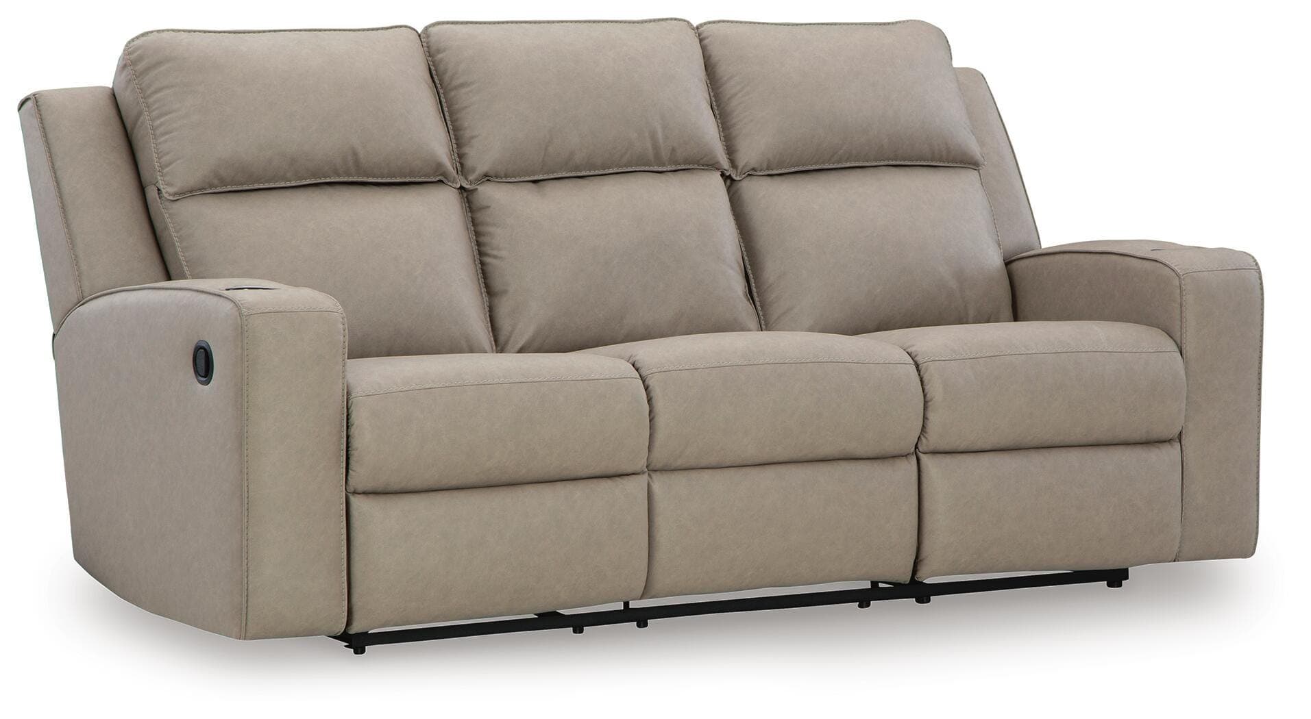 Lavenhorne Reclining Sofa with Drop Down Table — Black/Gray — view 3