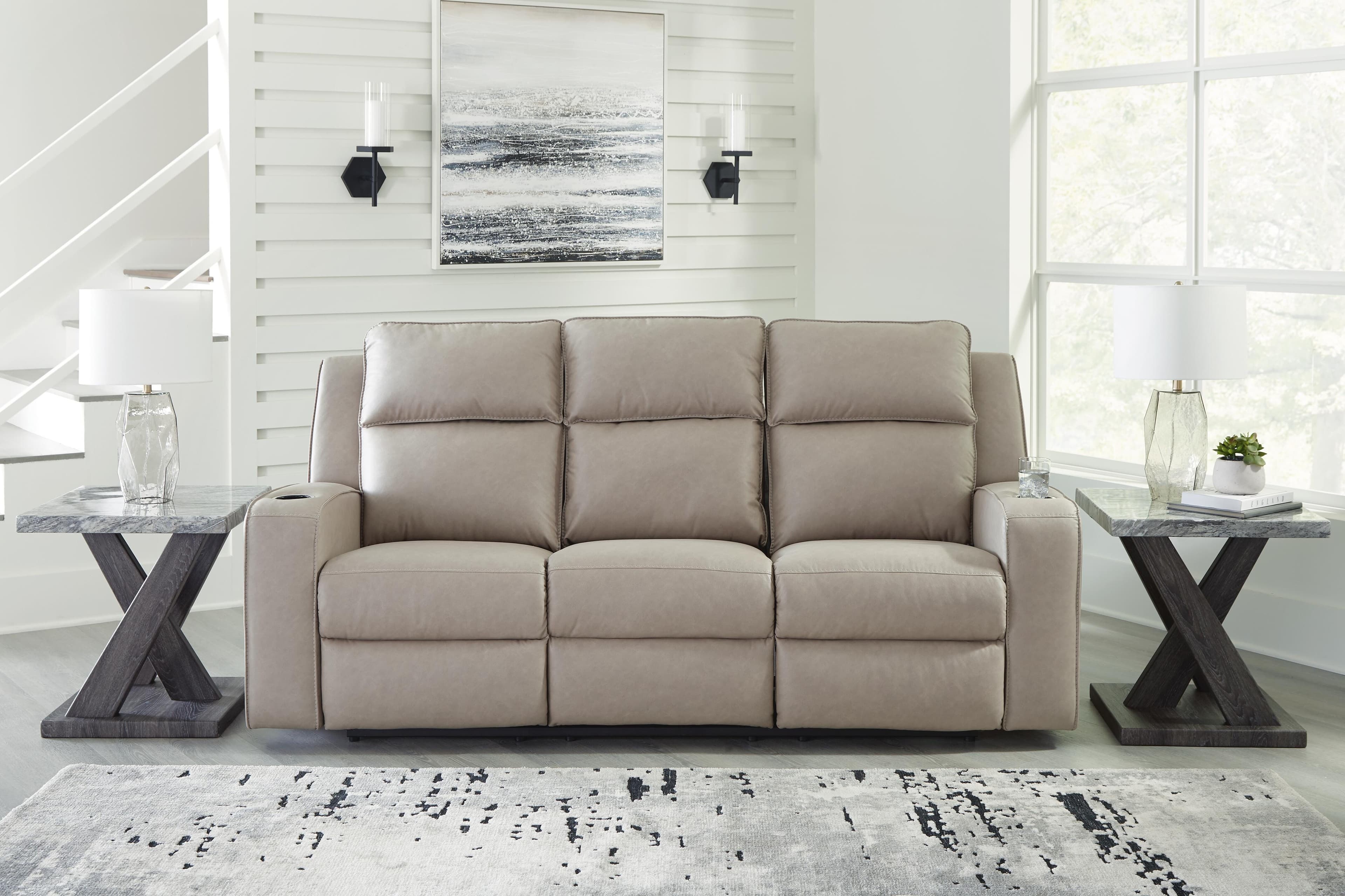 Lavenhorne Reclining Sofa with Drop Down Table — Black/Gray — view 2