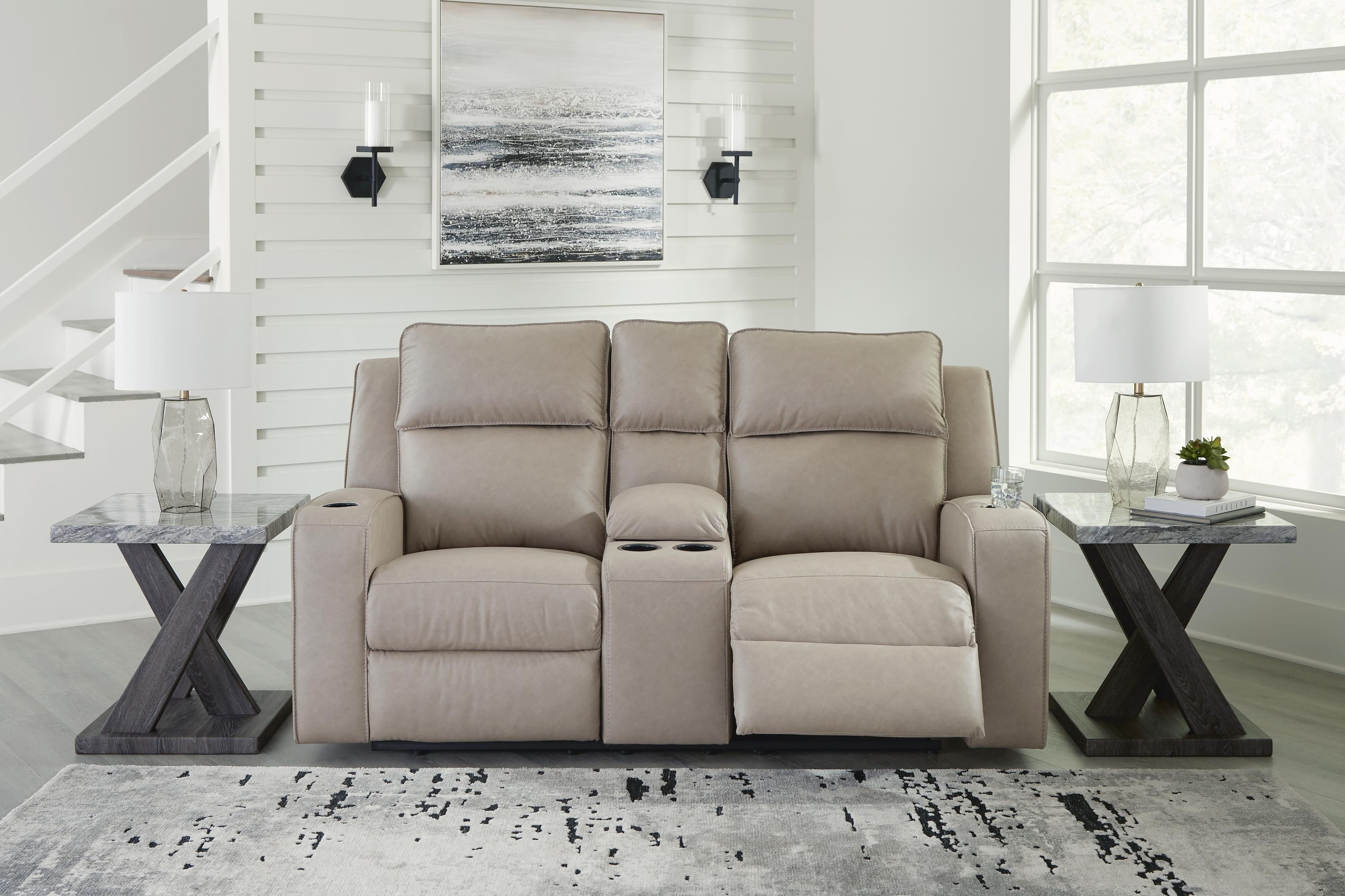 Lavenhorne Reclining Loveseat with Console — Black/Gray — view 2