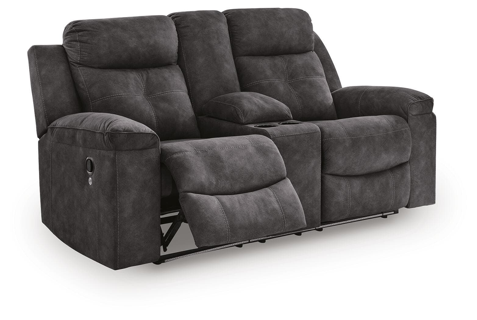 Brysonview Reclining Loveseat with Console — Black/Gray — view 3