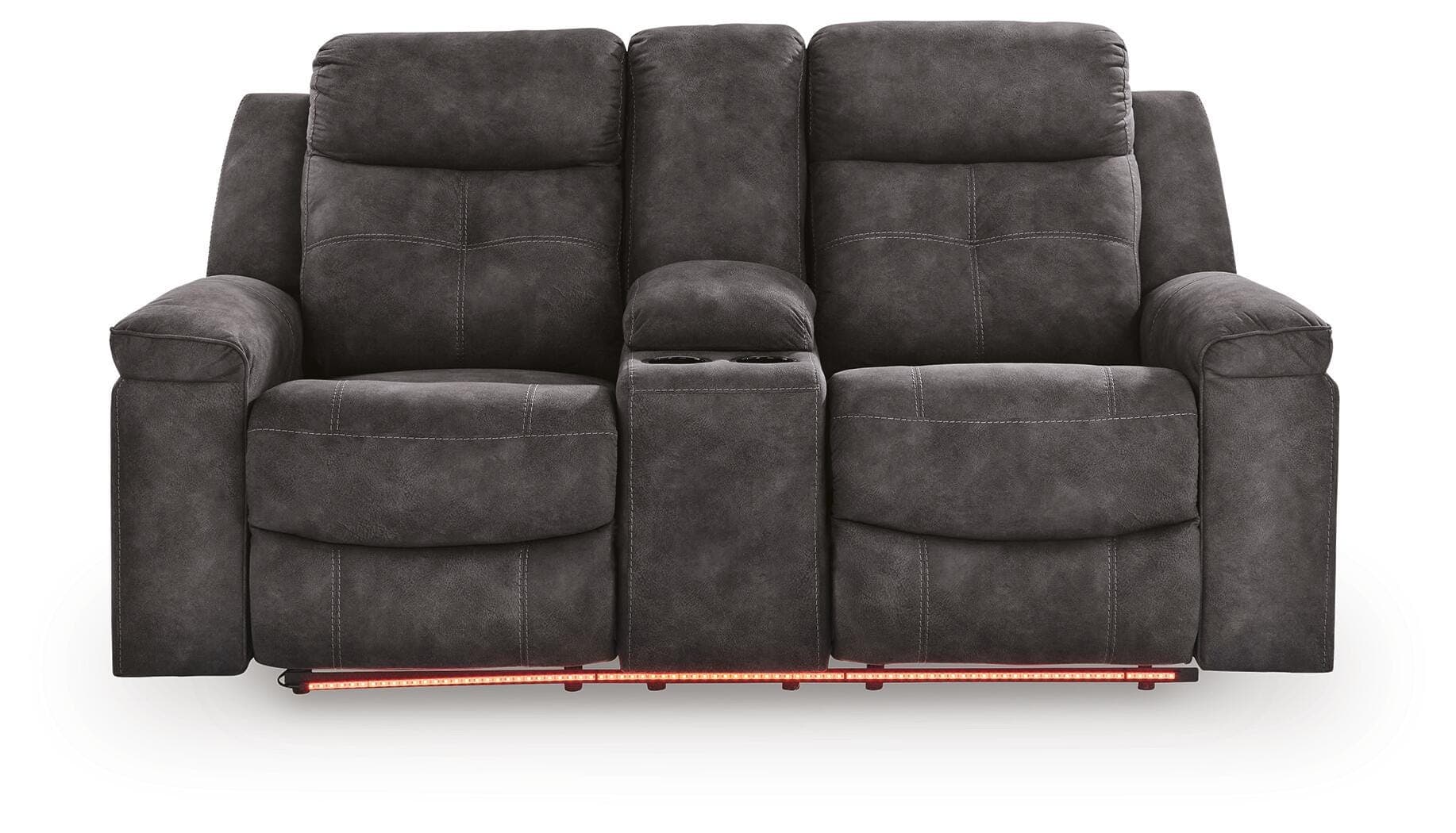 Brysonview Reclining Loveseat with Console — Black/Gray — view 5