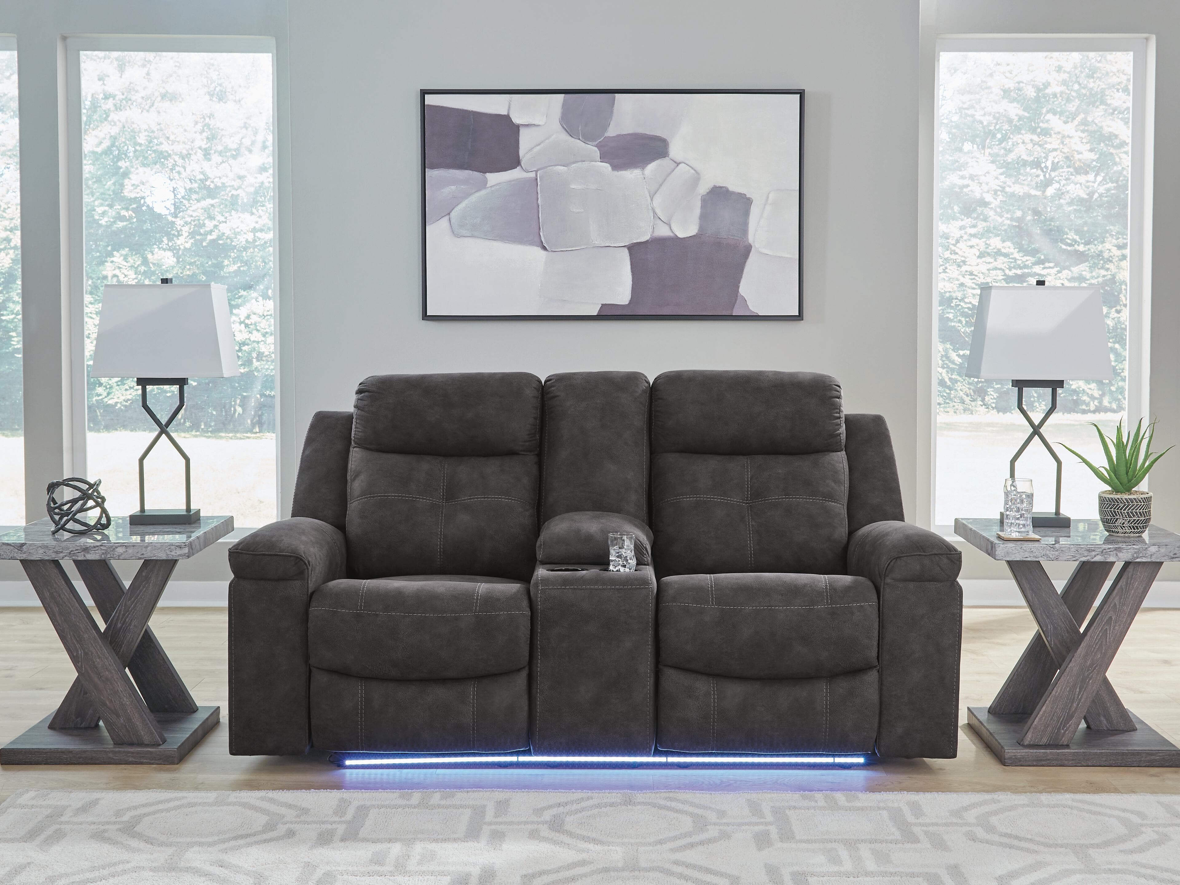 Brysonview Reclining Loveseat with Console — Black/Gray — view 7