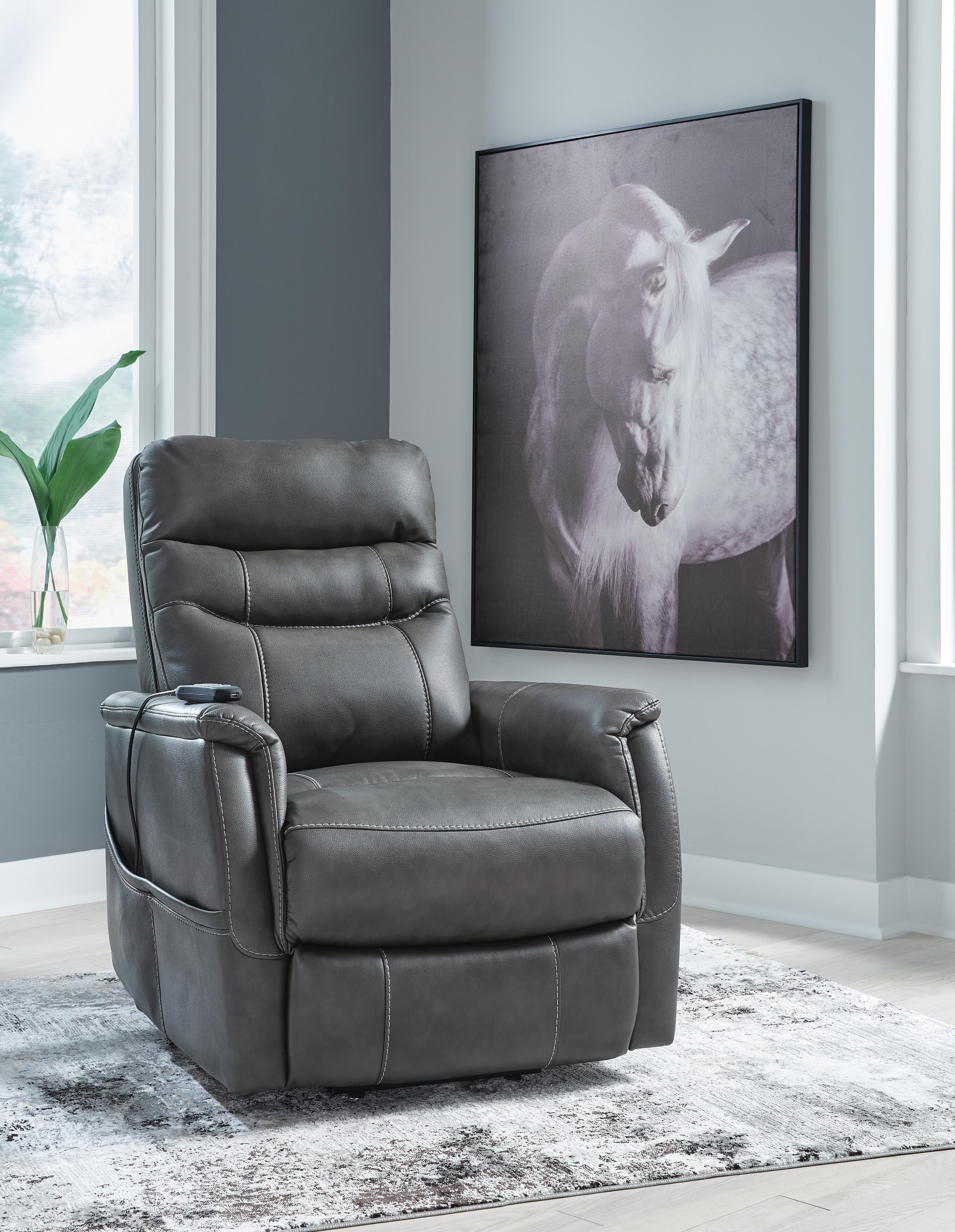 Strawbill Power Lift Recliner — Black/Gray — view 2