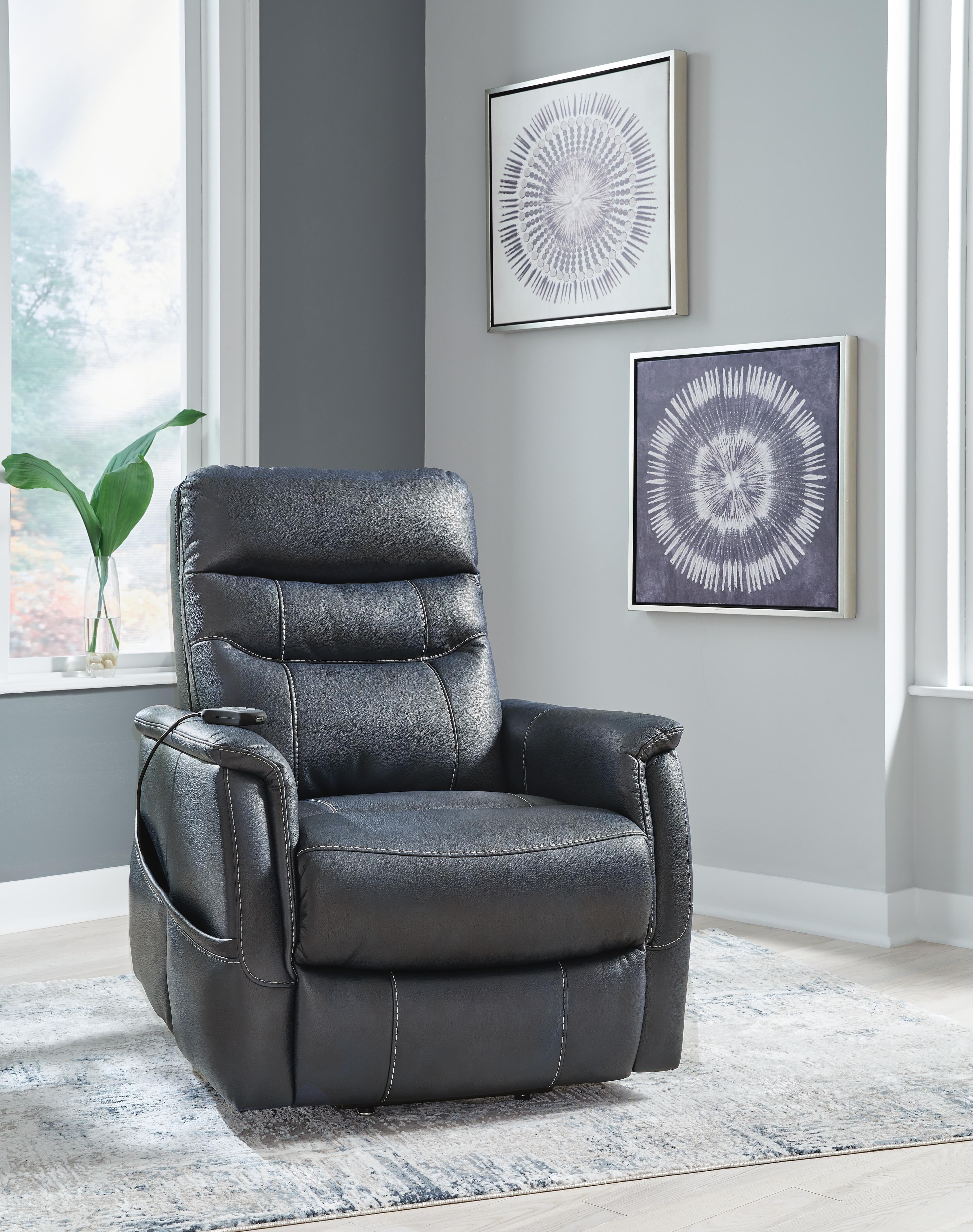 Strawbill Power Lift Recliner — Blue — view 2