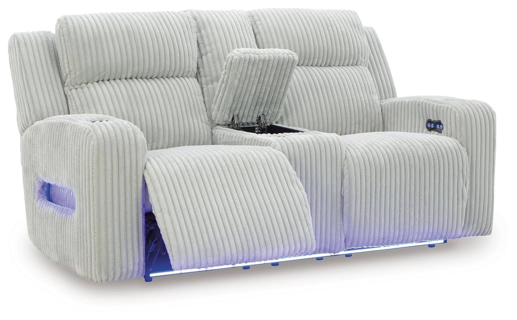 TwinBrooke Power Reclining Loveseat with Console — Black/Gray — view 3