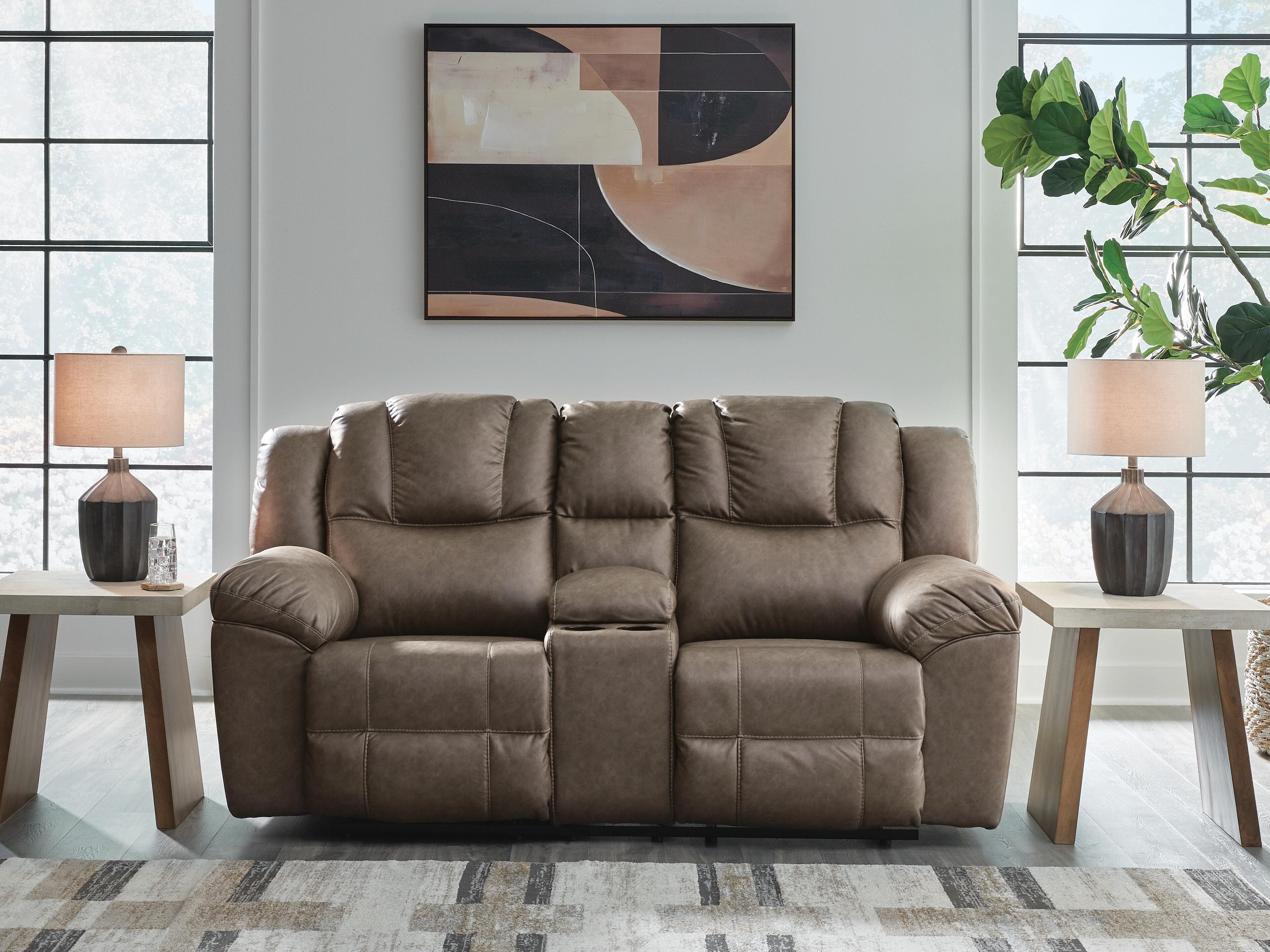 Knoxlee Reclining Loveseat with Console — Brown/Beige — view 2