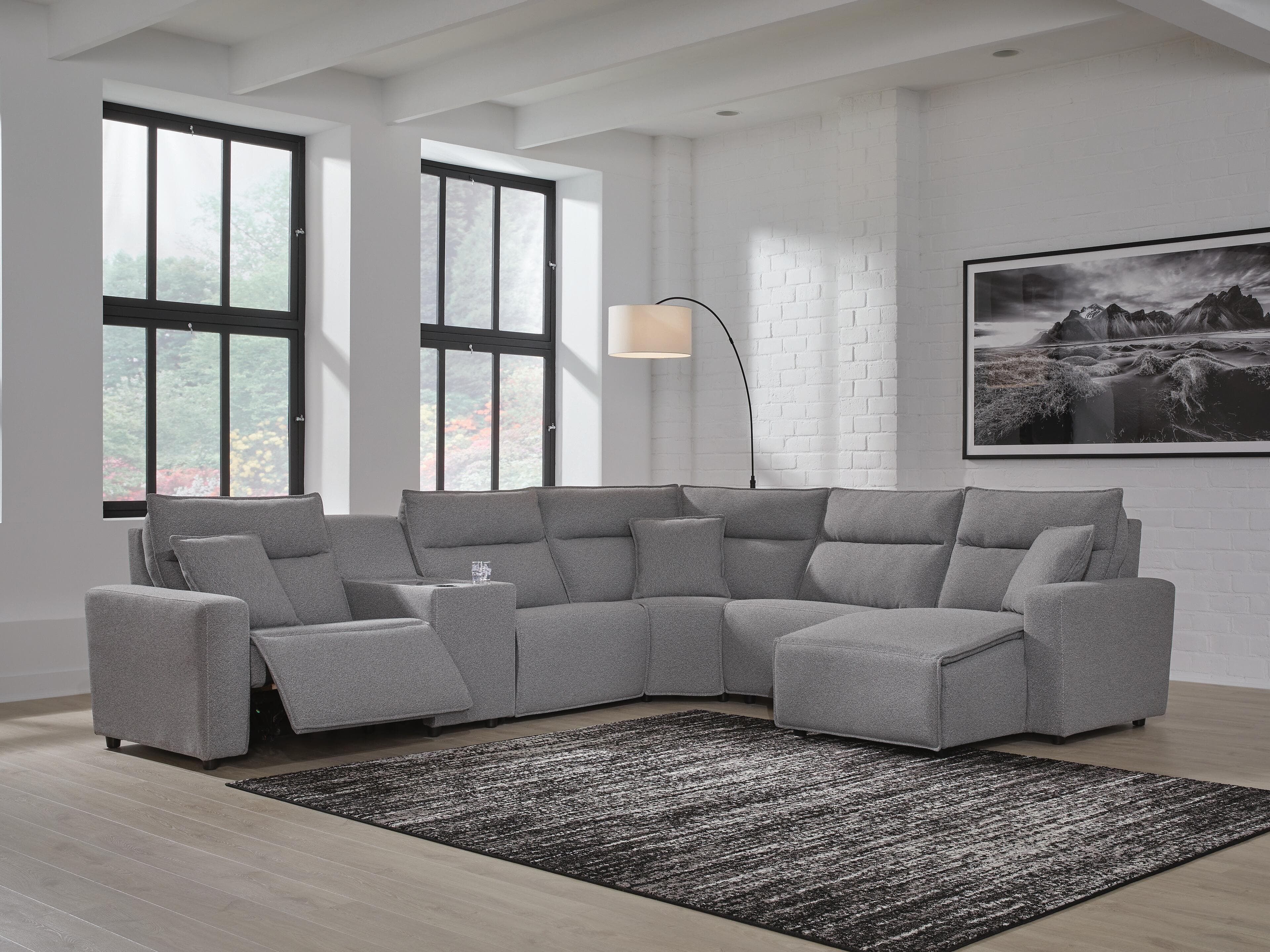 Modmax II 6-Piece Power Reclining Sectional with Chaise and Console — Black/Gray — view 2