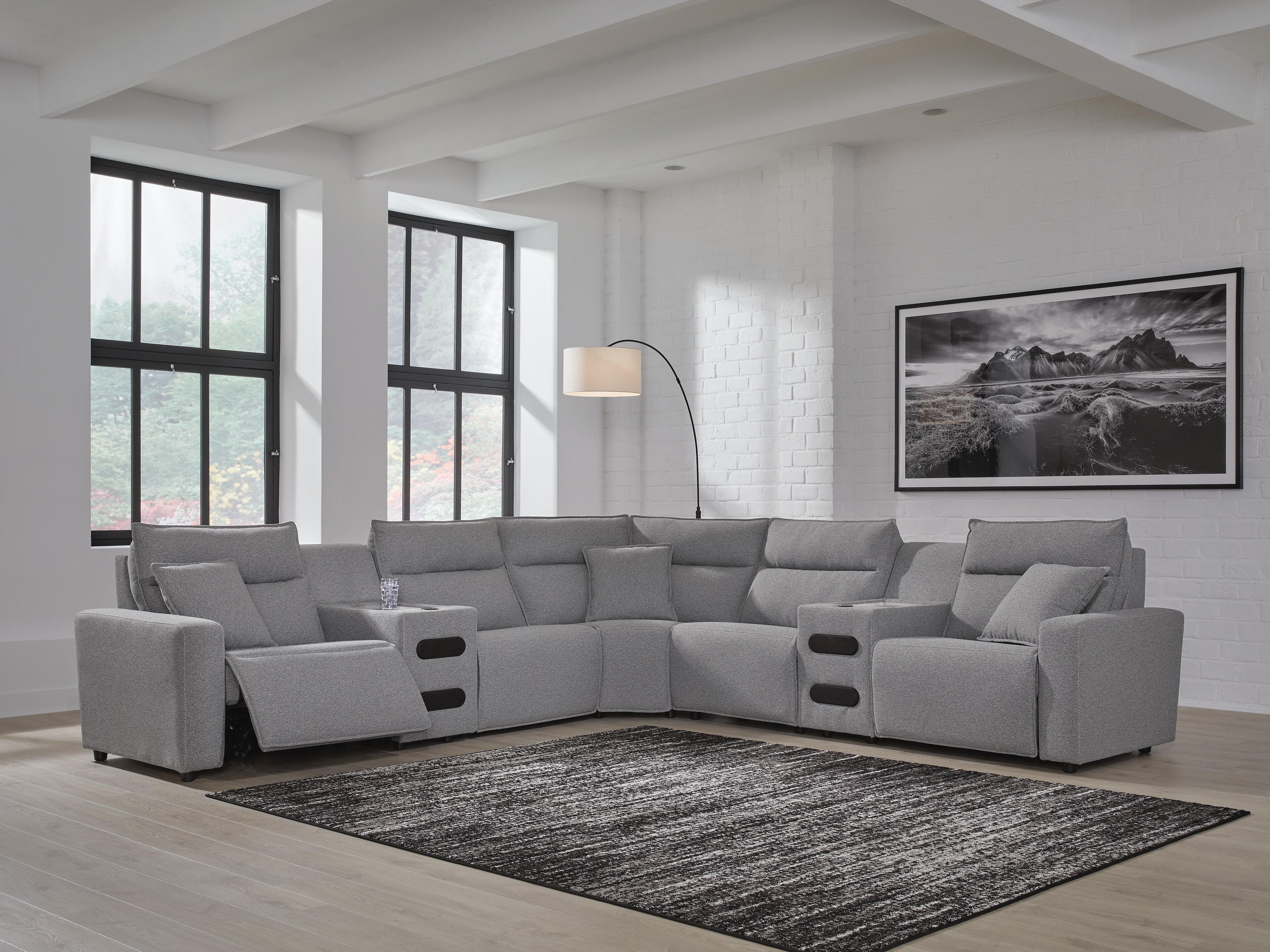 Modmax II 7-Piece Power Reclining Sectional with Audio Consoles — Black/Gray — view 2