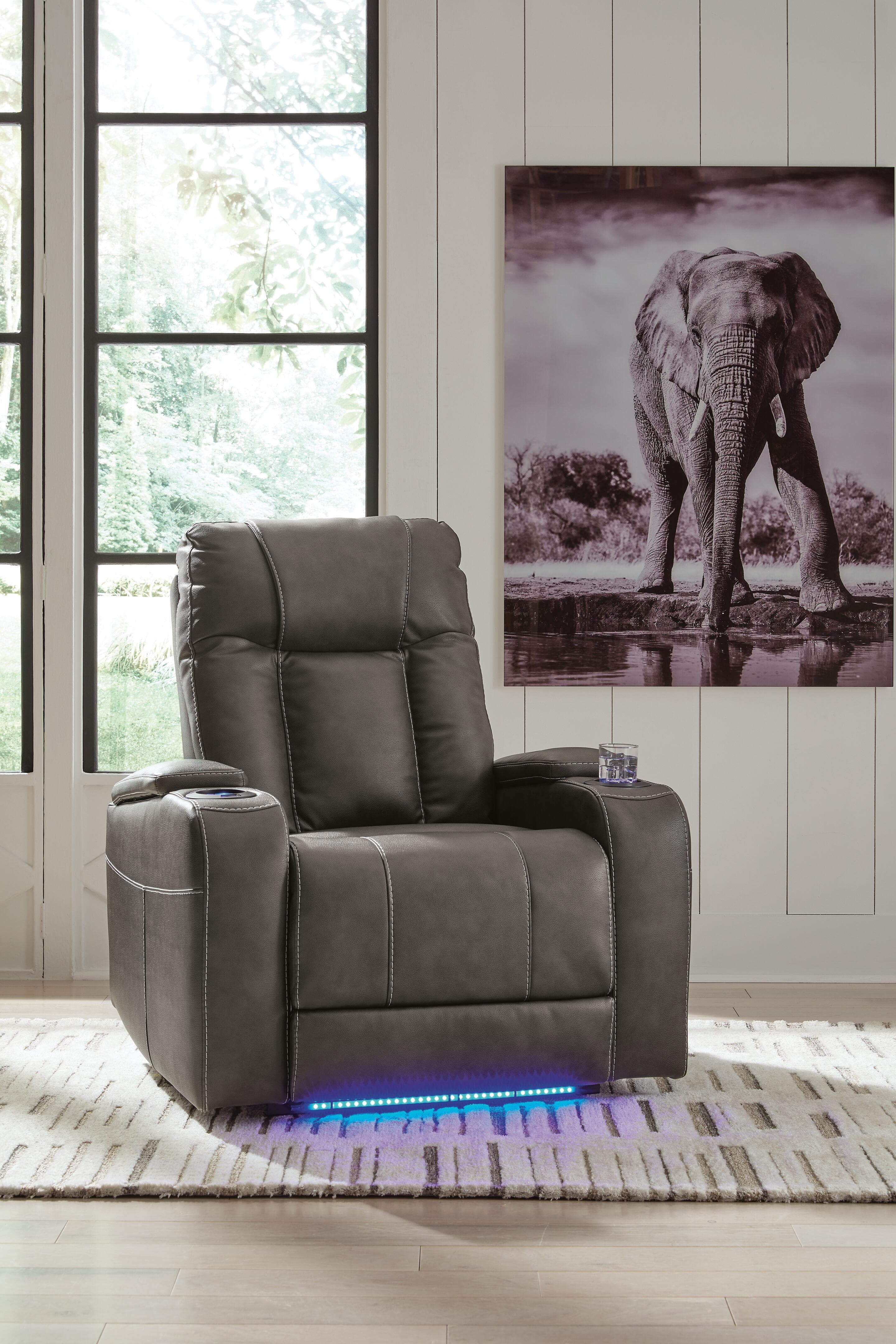 Feazada Power Recliner — Black/Gray — view 2