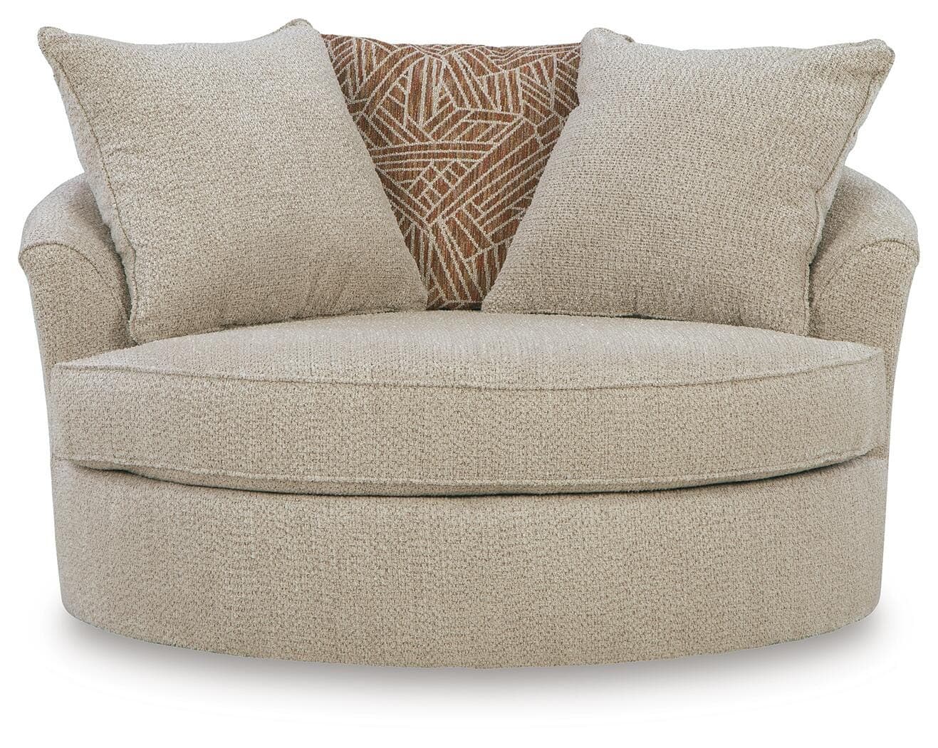 Steelwater Retreat Oversized Swivel Accent Chair — Brown/Beige — view 3