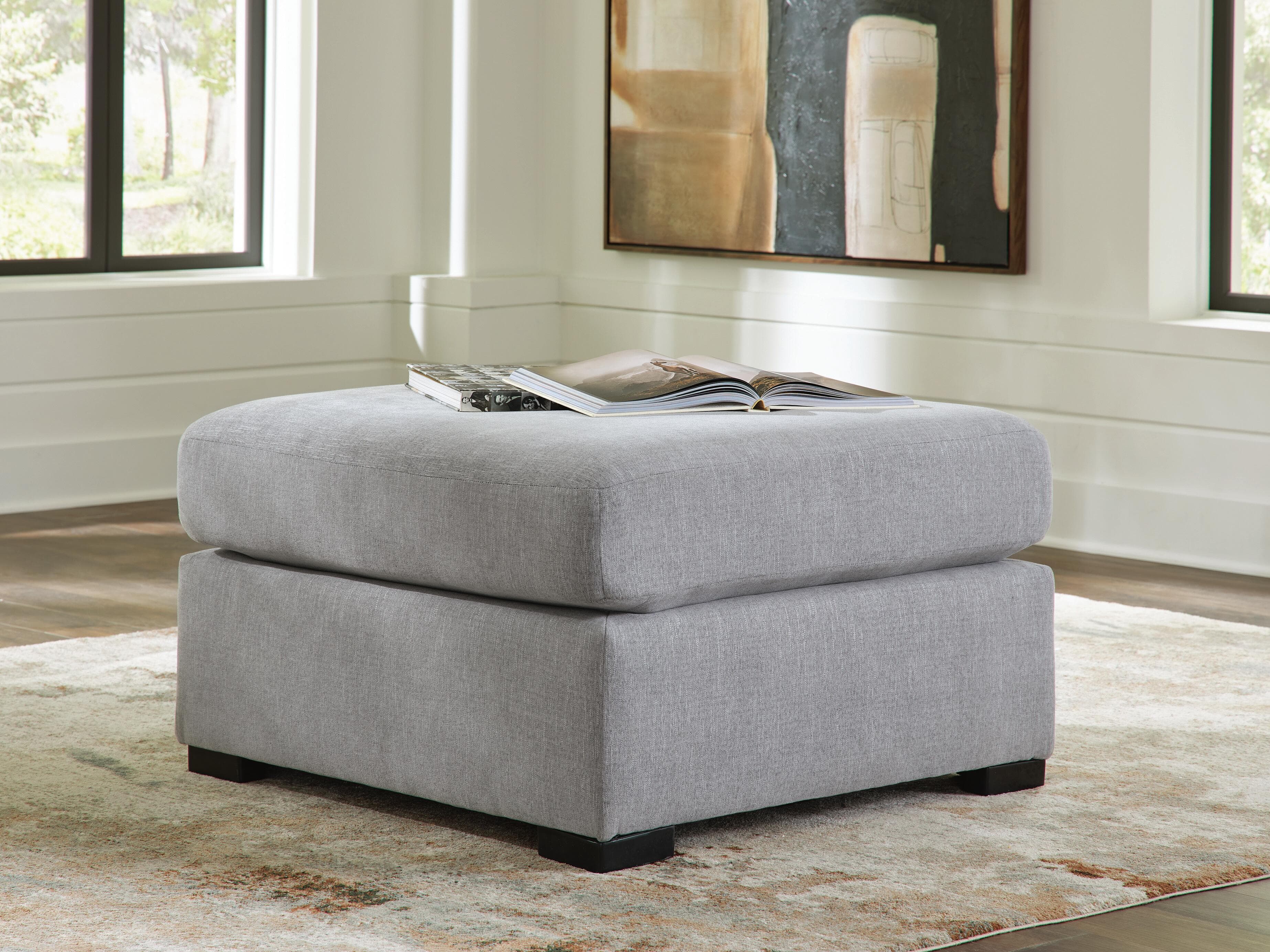 Lakepoint Oversized Accent Ottoman — Black/Gray — view 2