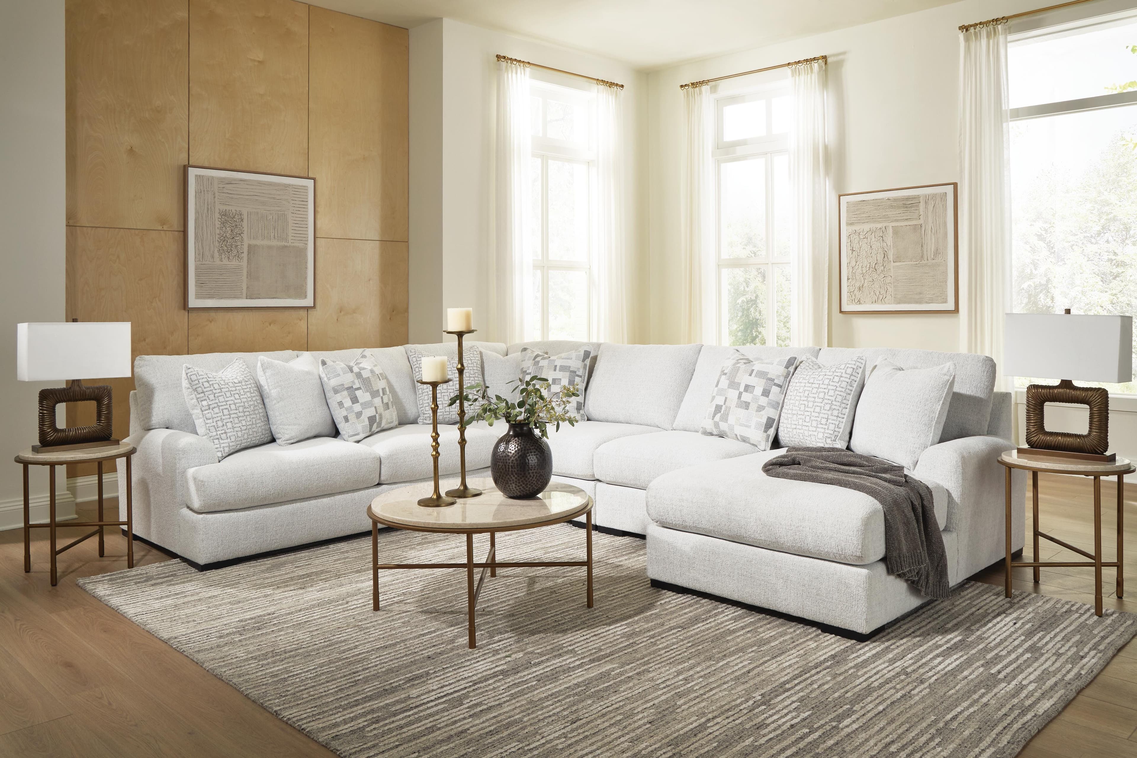 Wynncroft Manor 5-Piece Sectional with Chaise — Chalk — view 3