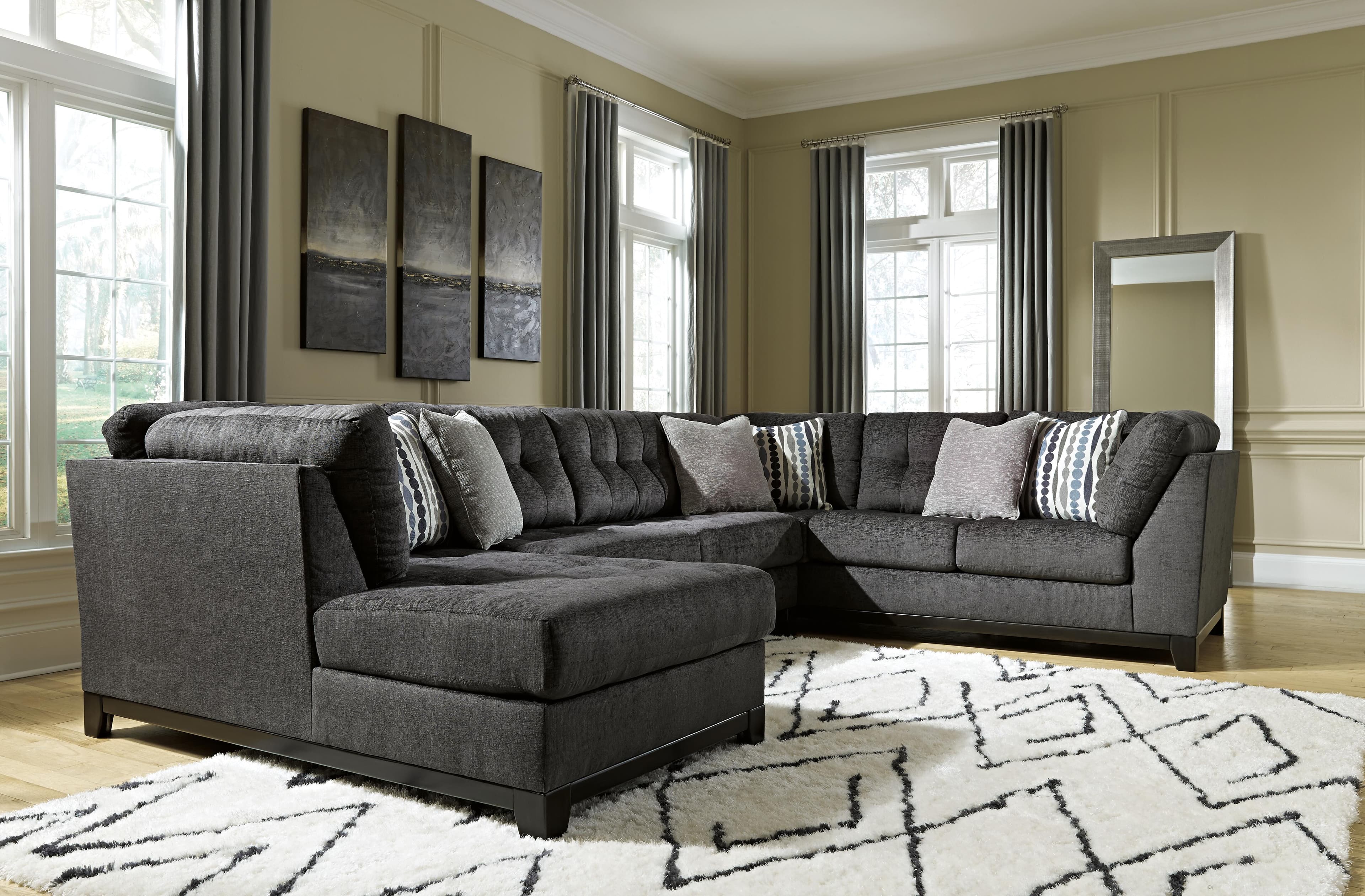 Reidshire 3-Piece Sectional with Chaise — Black/Gray — view 2