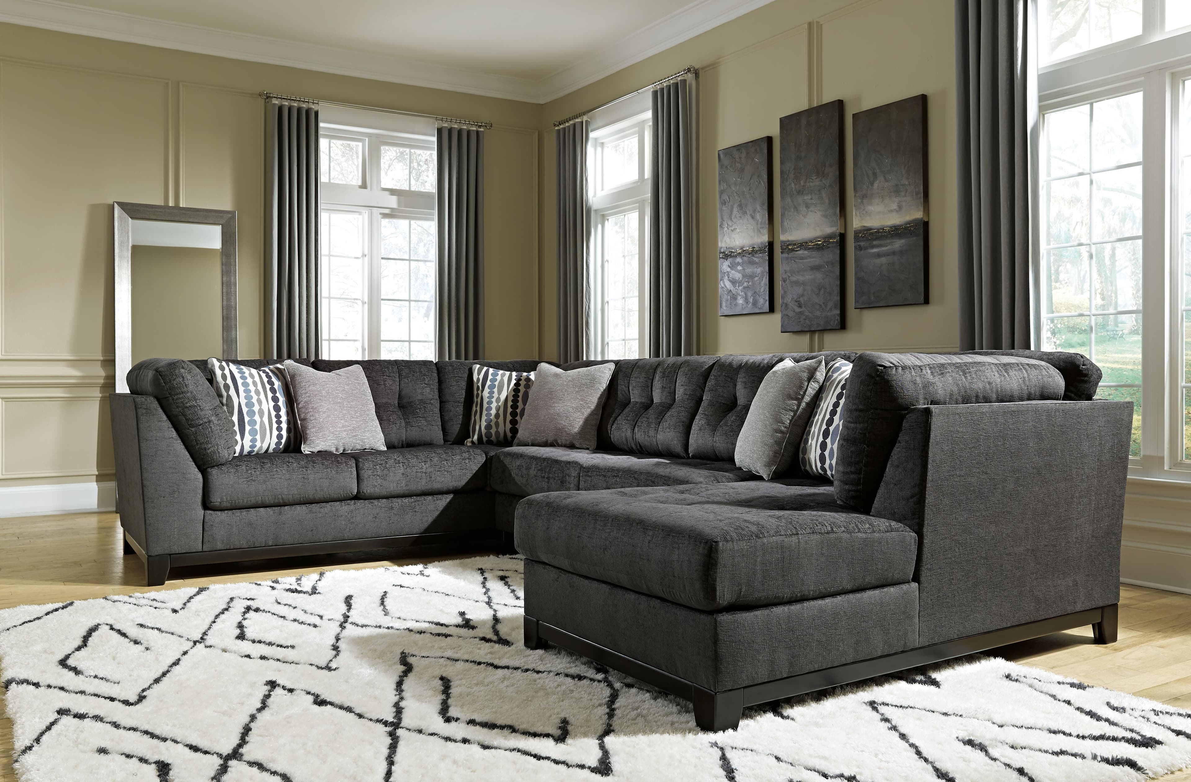 Reidshire 3-Piece Sectional with Chaise — Black/Gray — view 2