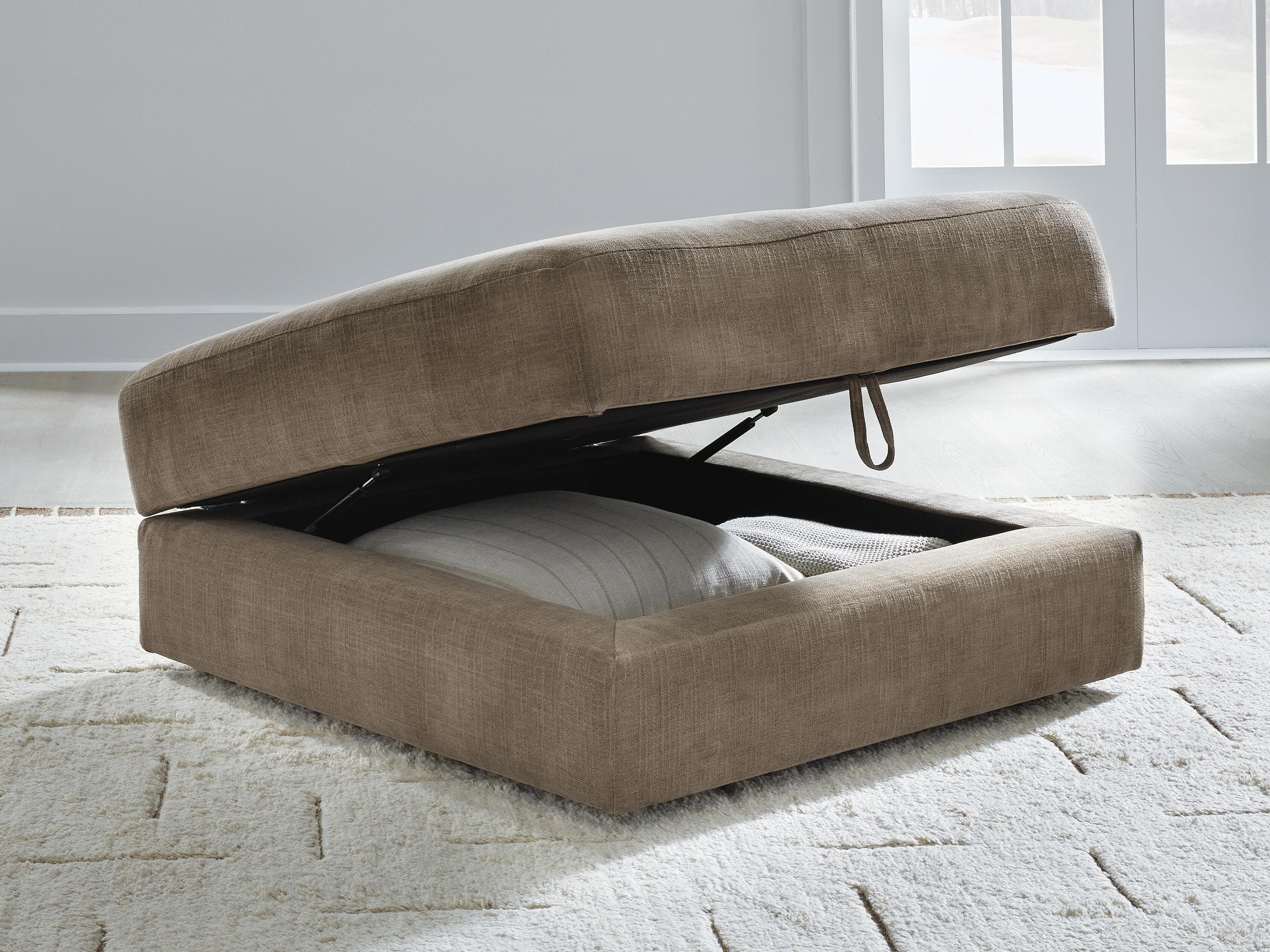 Camellia-Court Ottoman With Storage — Brown/Beige — view 5