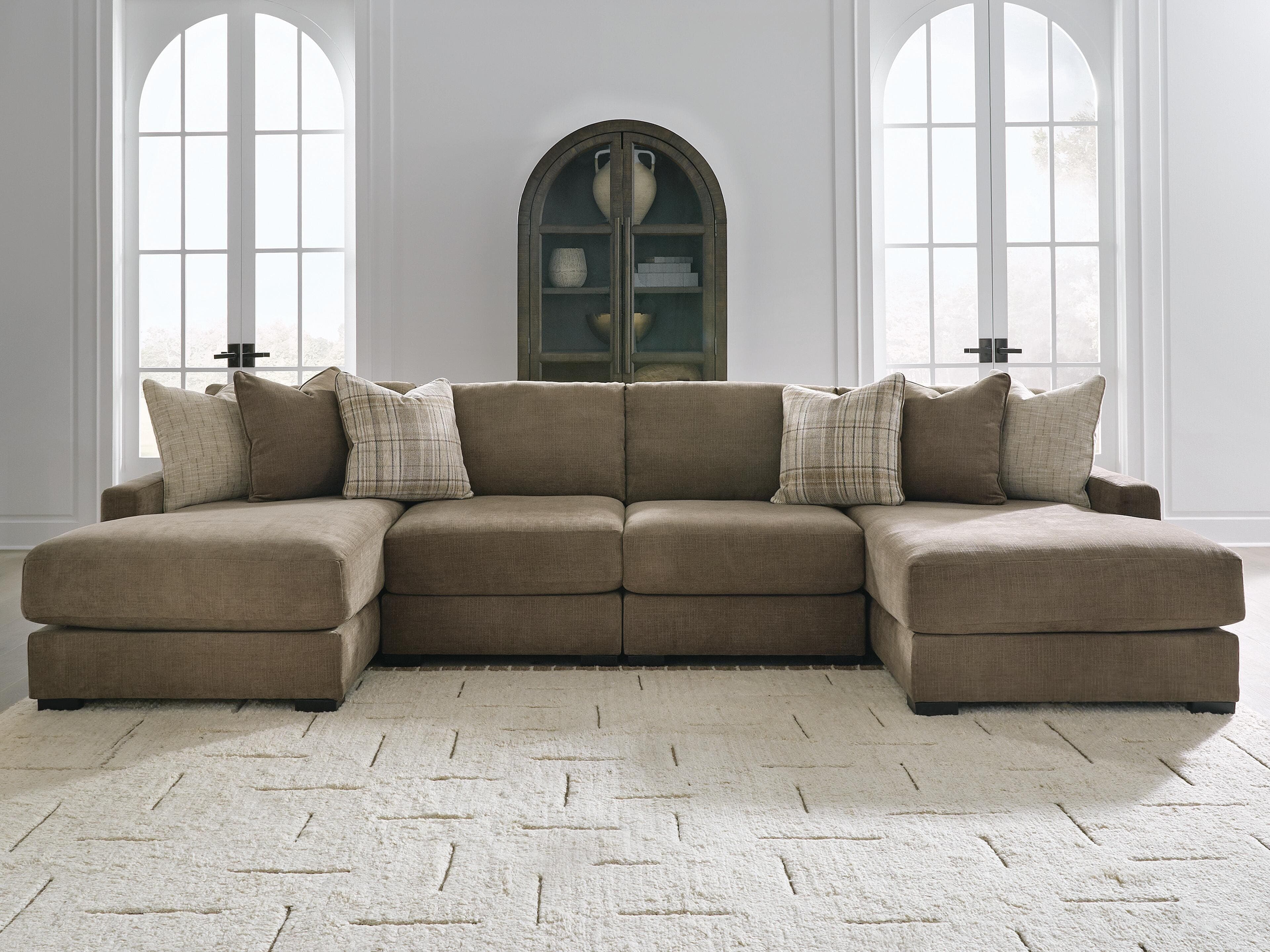 Camellia-Court 4-Piece Double Chaise Sectional — Coffee — view 2