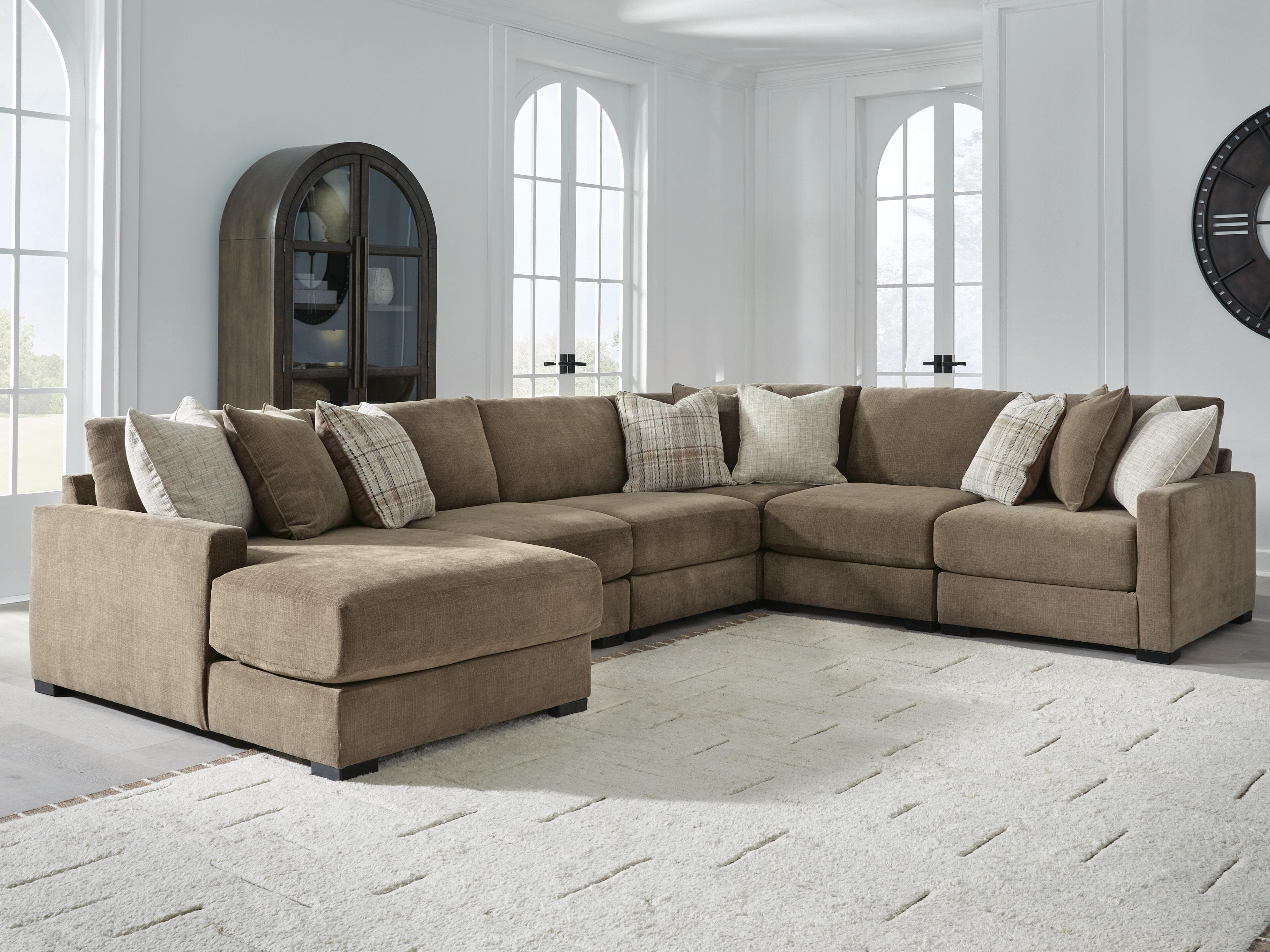 Camellia-Court 6-Piece Sectional with Chaise — Coffee — view 2