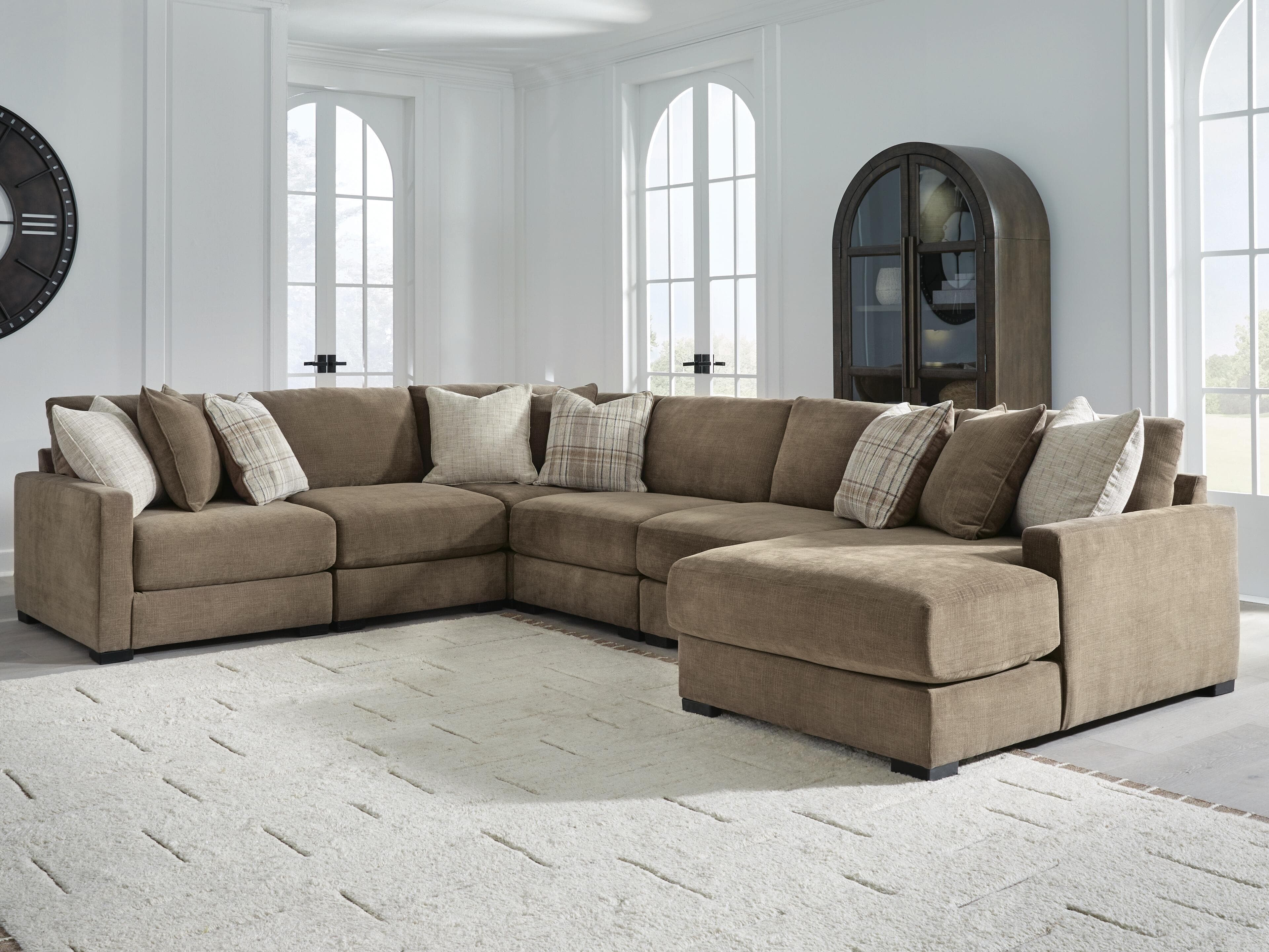 Camellia-Court 6-Piece Sectional with Chaise — Coffee — view 2